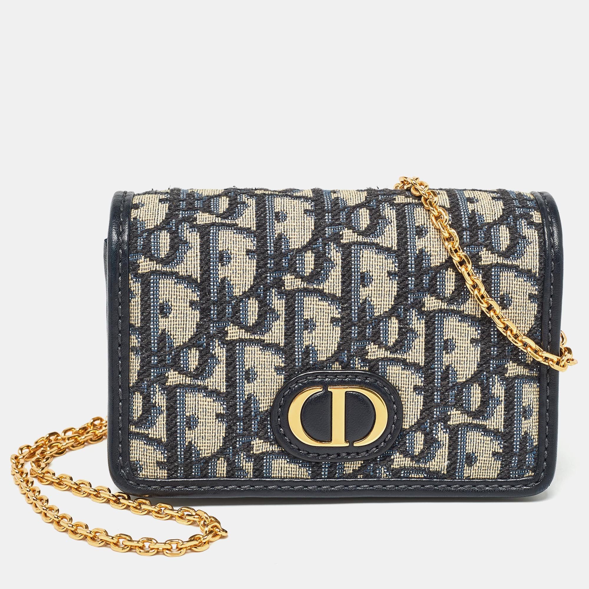 Dior Dior Navy Blue Oblique Canvas Nano 30 Montaigne 2 In 1 Chain Pouch Grailed 0223