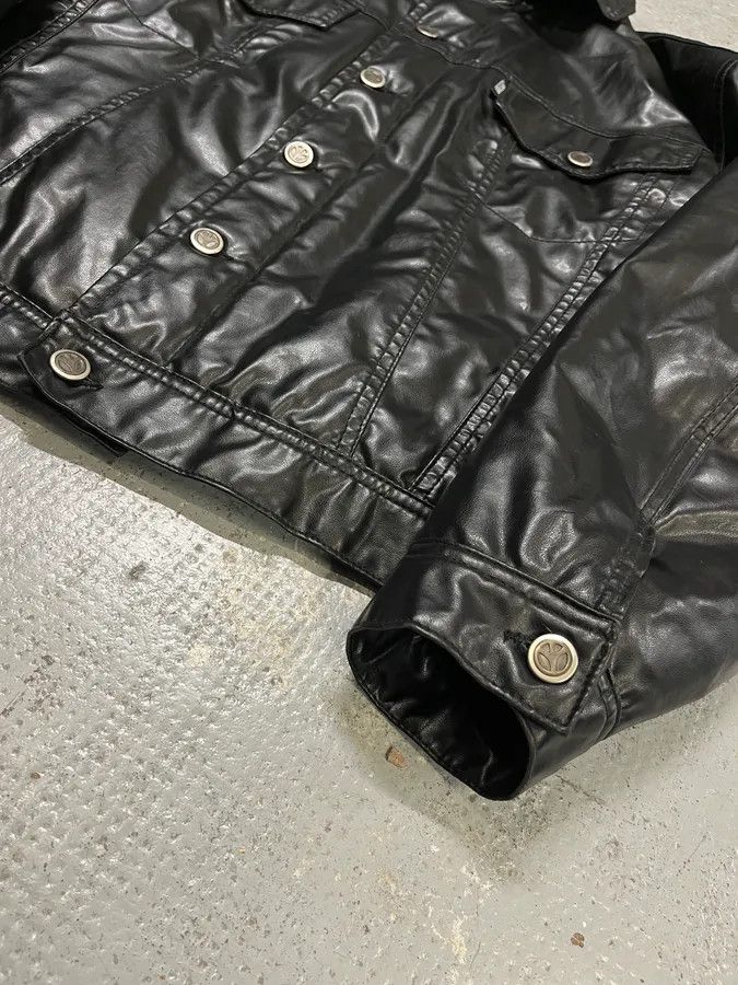 Moschino 1990s Moschino Black Trucker Eco Leather Jacket Size US S / EU 44-46 / 1 - 6 Thumbnail