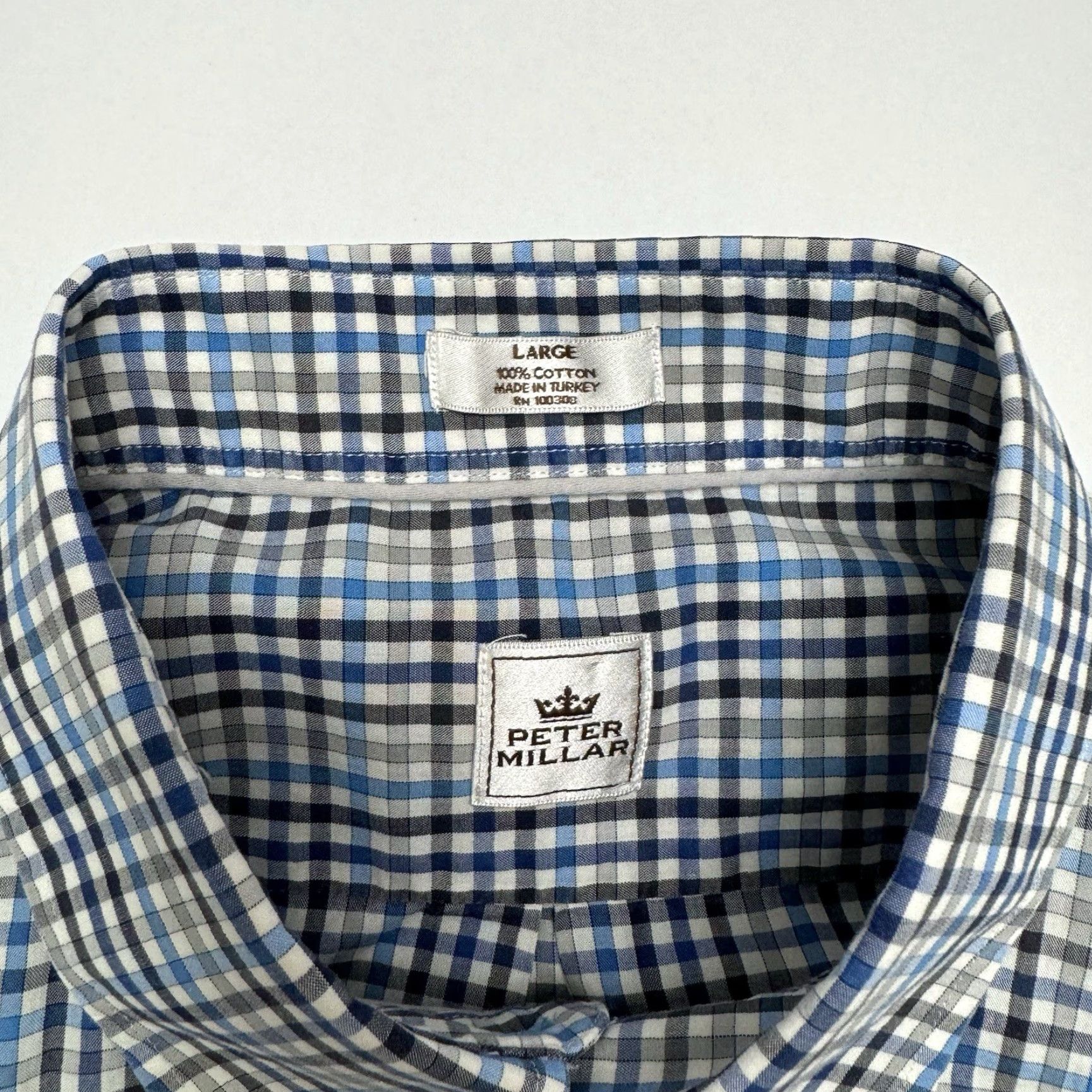 Peter Millar Peter Millar Shirt Men L Blue Plaid Short Sleeve Button-Down Button Up EUC Size US L / EU 52-54 / 3 - 5 Thumbnail