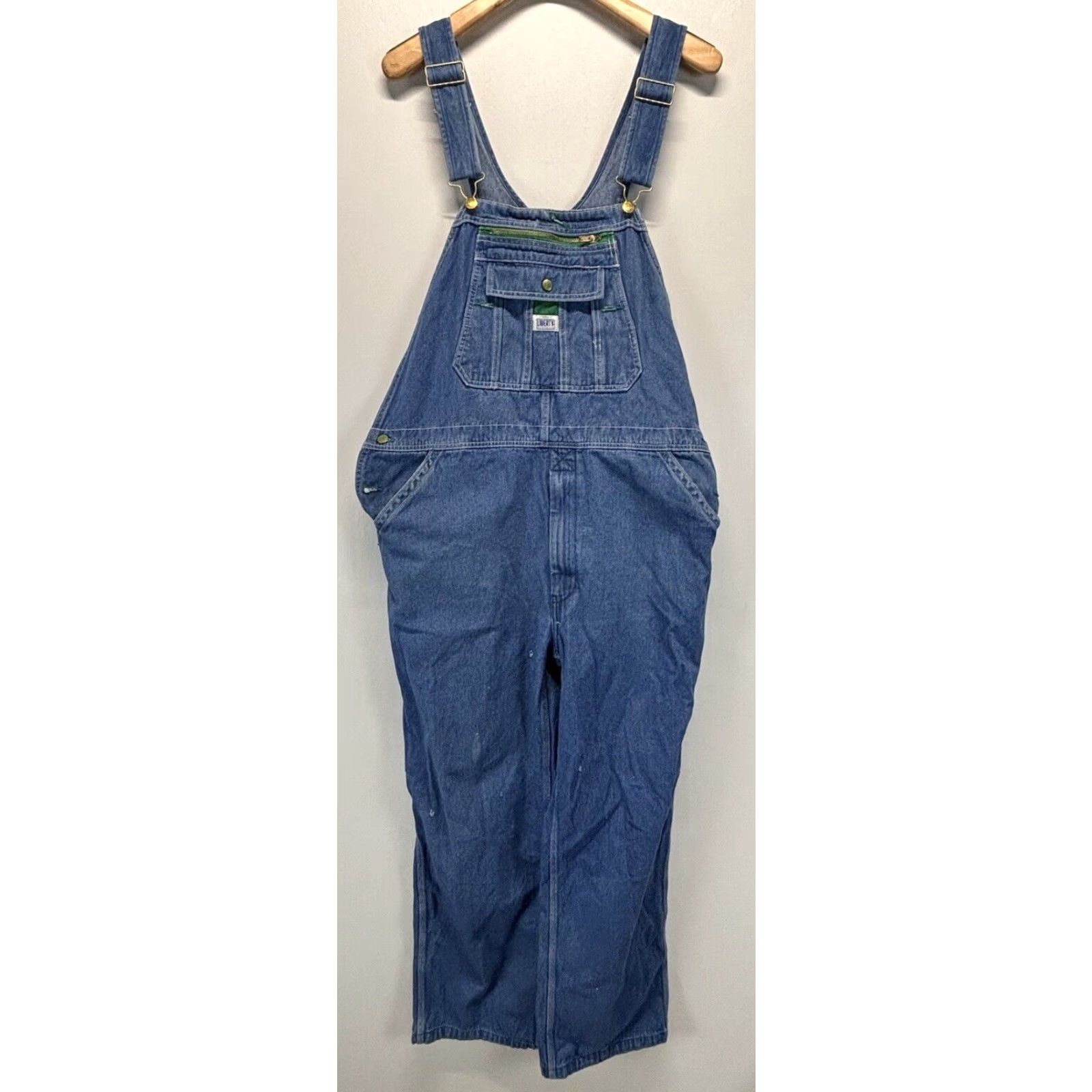 Denime VINTAGE Liberty Denim Overalls Bibs Mens 44x30 Distressed Workwear Adjustable Farmer Jeans Blue 30 Inseam Mens Size US 44 / EU 60 - 2 Thumbnail
