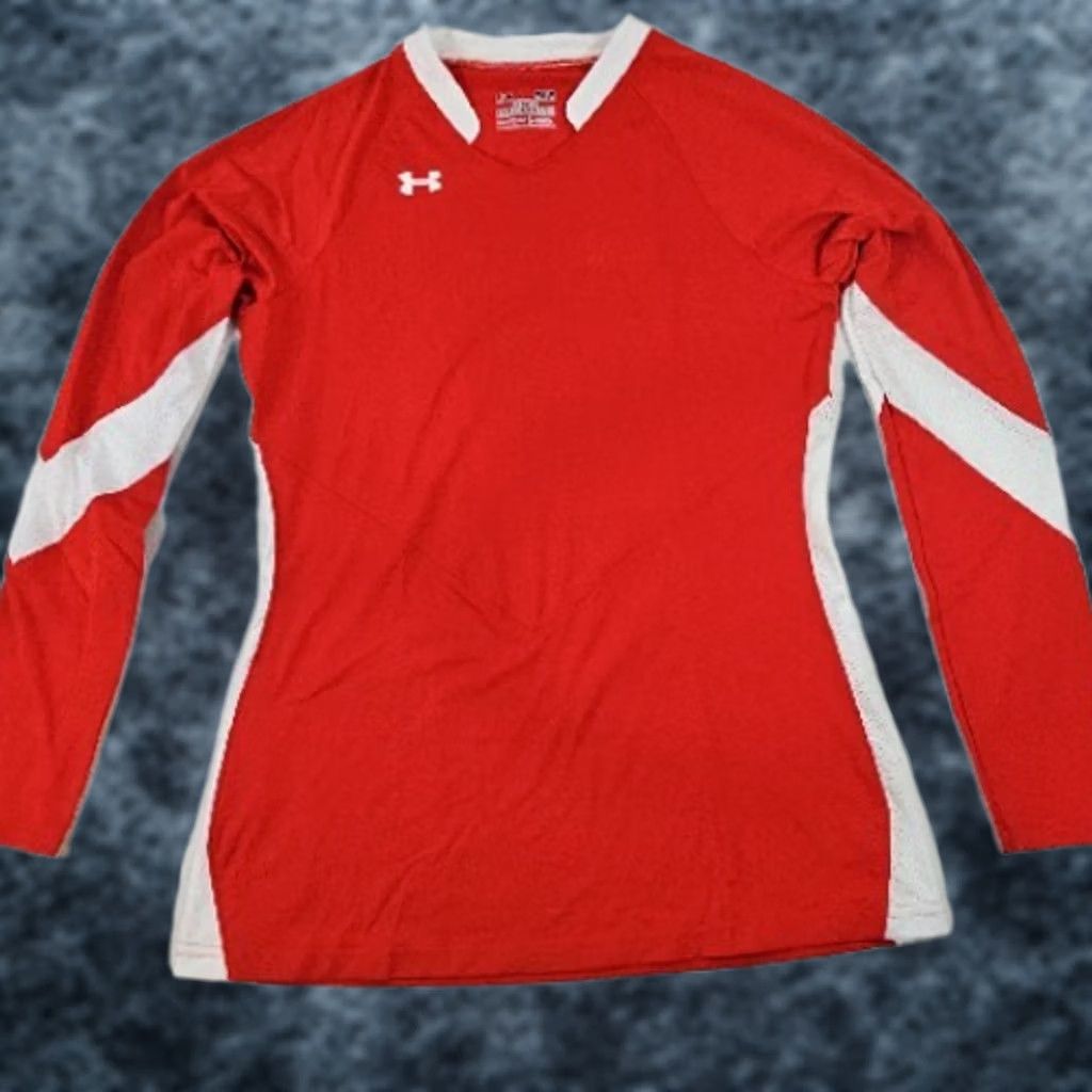 Under Armour Under Armour Volleyball T Shirt Women's M Red Long Sleeve HeatGear Fitted Size M / US 6-8 / IT 42-44 - 1 Thumbnail