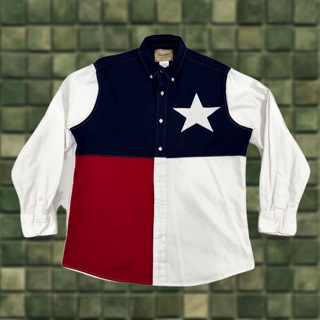 Wrangler Wrangler Texas Lone Star Flag Shirt Men’s L Button-Down Long Sleeve Western Americana Colorblock Embroidered Logo (Regular) Mens Size US L / EU 52-54 / 3 - 1 Thumbnail