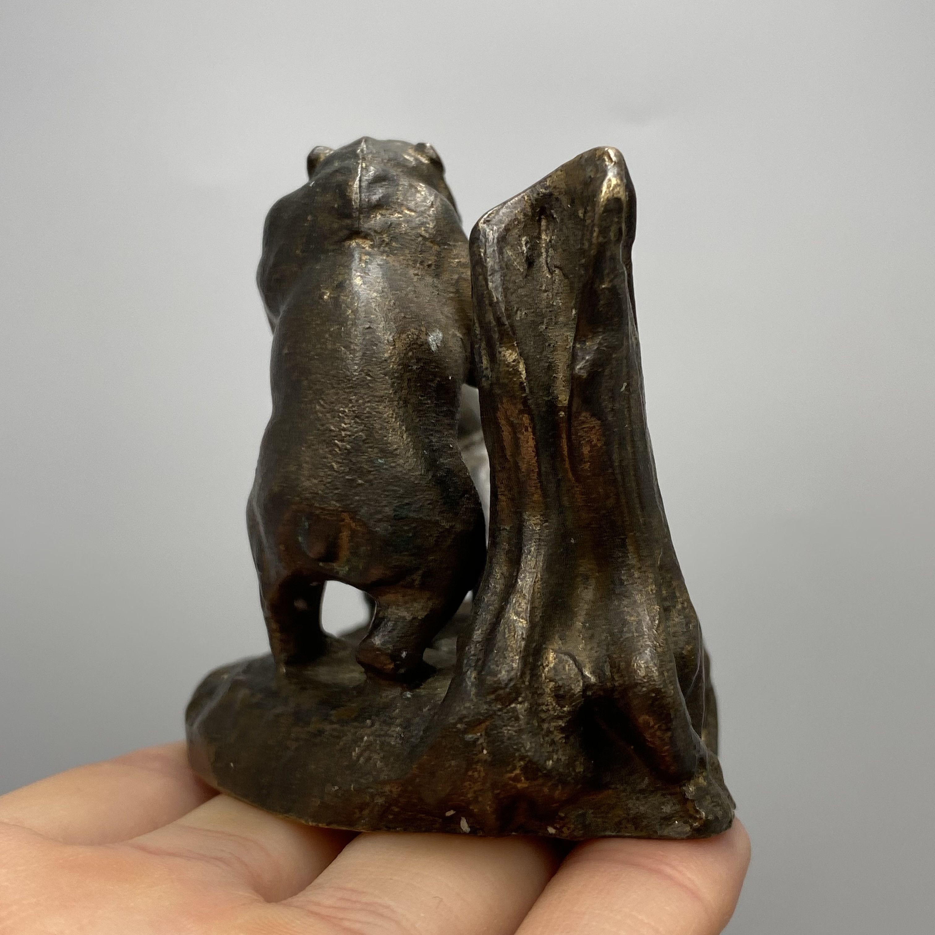 Vintage Vintage Soviet Bronze Bear Hunting Statue 1960s Size ONE SIZE - 4 Thumbnail