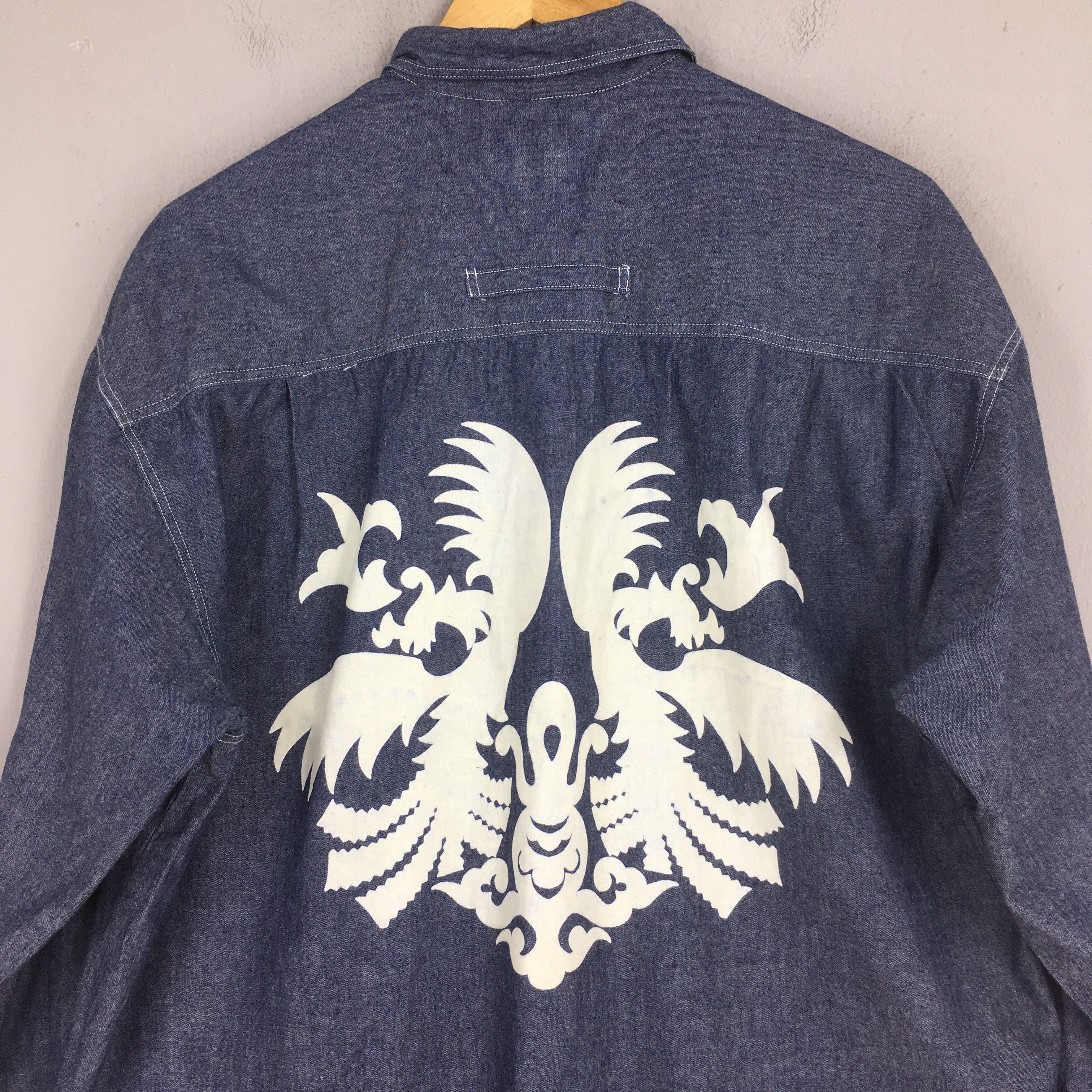 Kansai Yamamoto Vintage Kansai Man Fun Japan Blue Jeans Shirt Medium Size US M / EU 48-50 / 2 - 2 Thumbnail