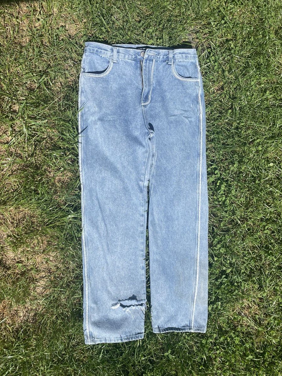 Japanese Brand × TAKA Original Y2K Baby Blue Japanese Denim Vintage Distressed Size US 32 / EU 48 - 1 Thumbnail