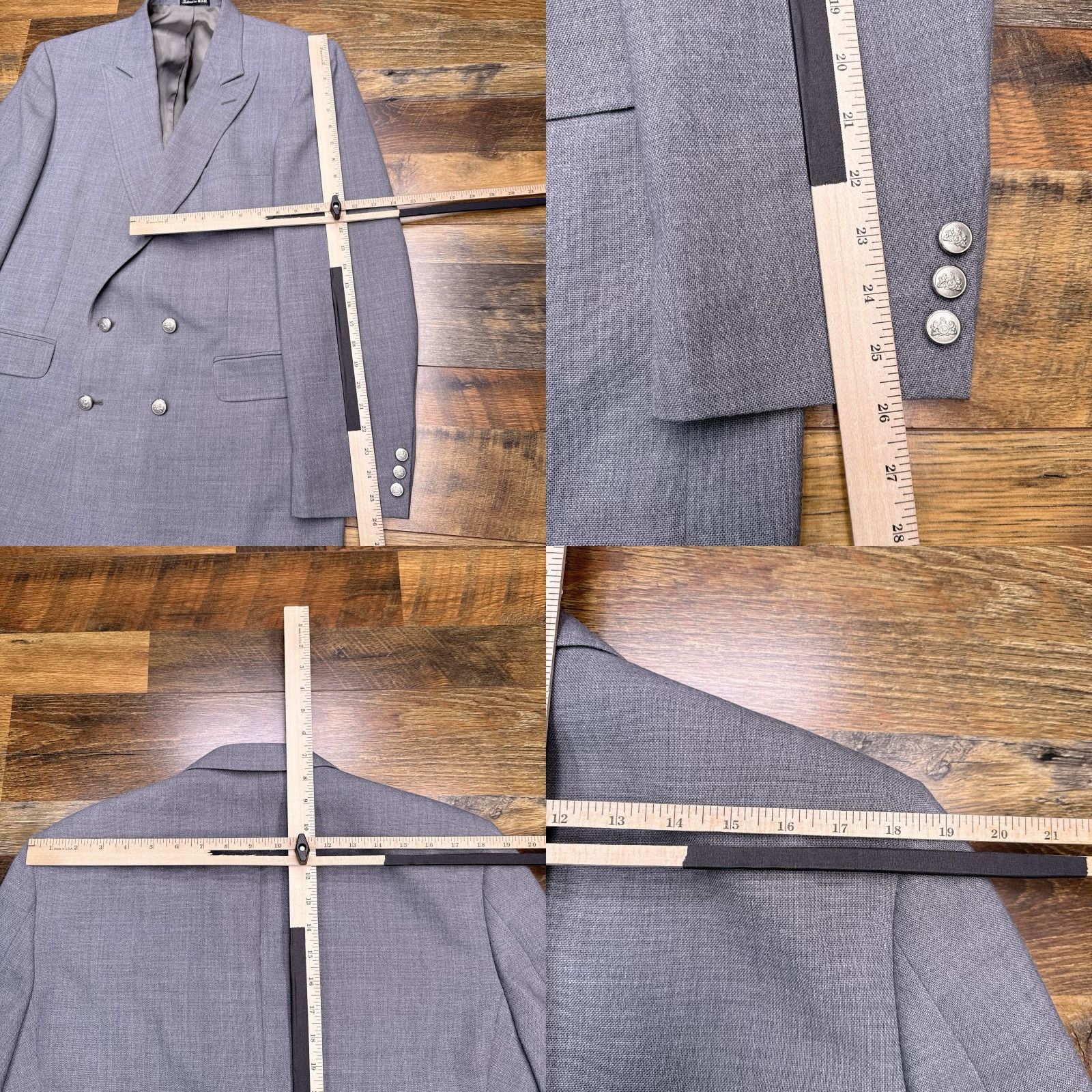 Stafford VINTAGE Stafford Double Breasted Blazer 42 Long Gray Wool Sport Coat Size 42R - 9 Thumbnail