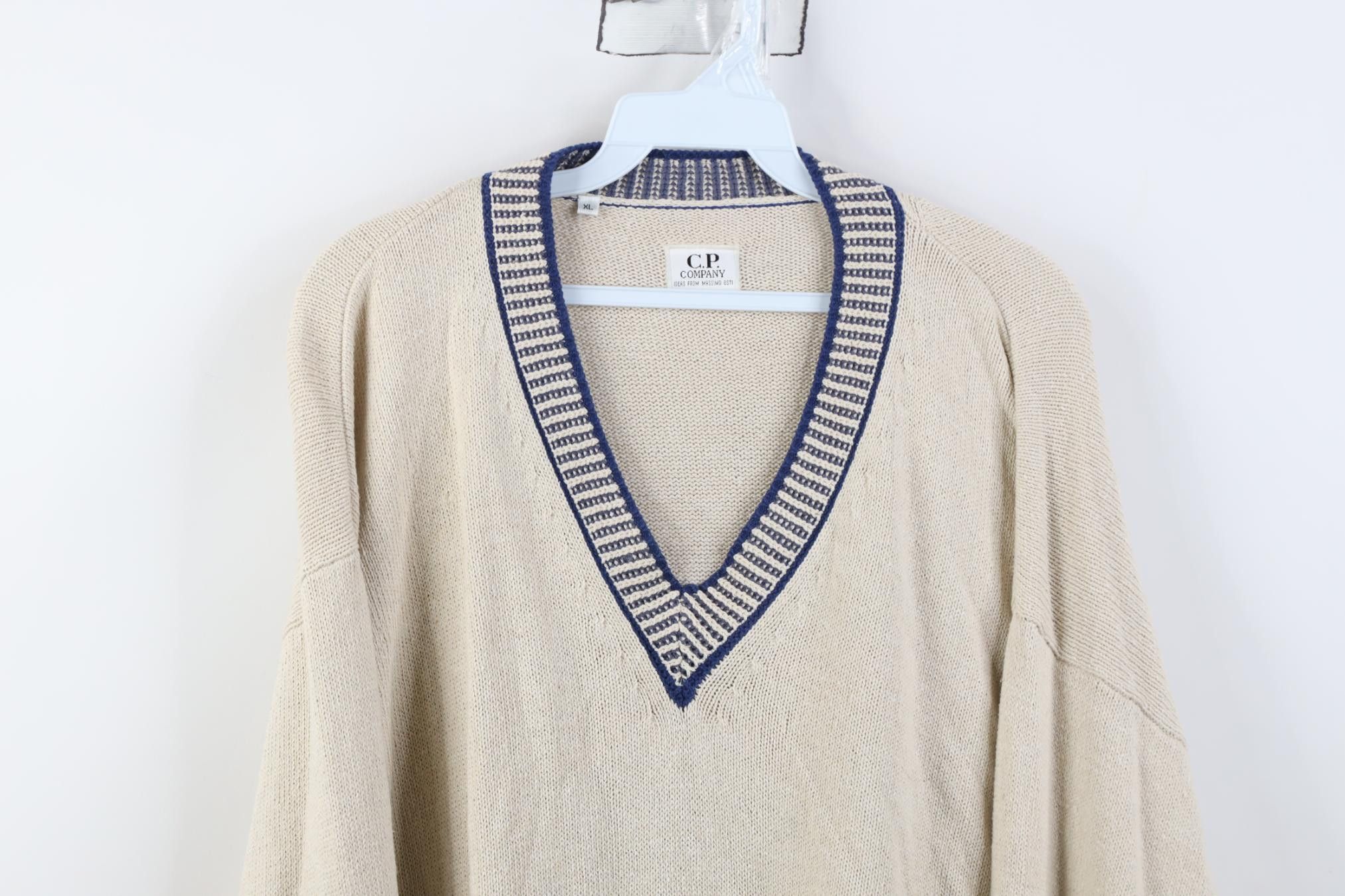 Vintage Vintage 90s CP Company Massimo Osti Knit V-Neck Sweater Size US XL / EU 56 / 4 - 2 Thumbnail