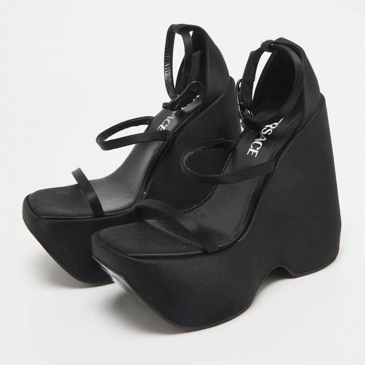 Versace Versace Medusa Triplatform Satin Wedge Heel Sandals Size US 10 / IT 40 - 1 Thumbnail