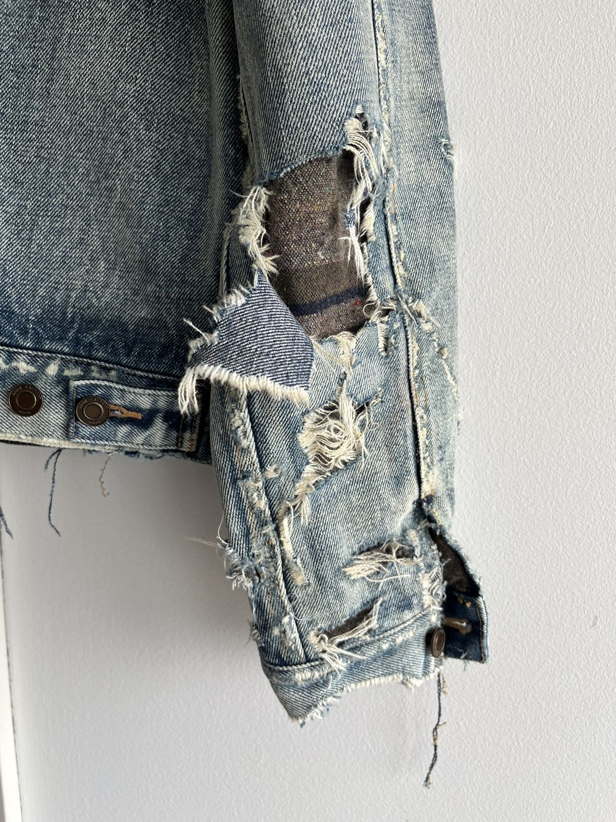 Saint Laurent Paris Saint Laurent Rare Runway Trash Denim Jacket Size US L / EU 52-54 / 3 - 4 Thumbnail