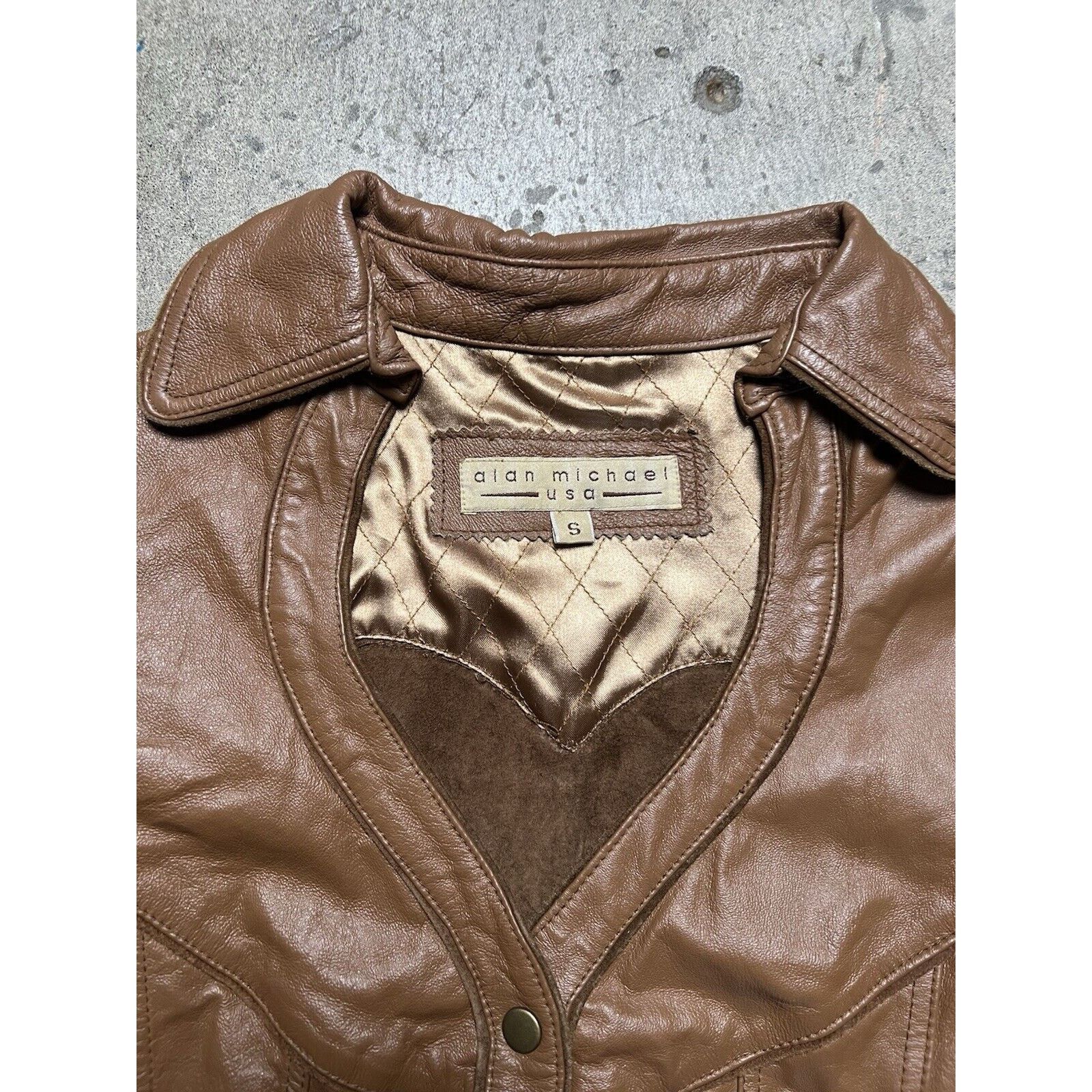 Designer Alan Michael Leather Heartneck Jacket Brown Fitted Size S Size S / US 4 / IT 40 - 4 Thumbnail