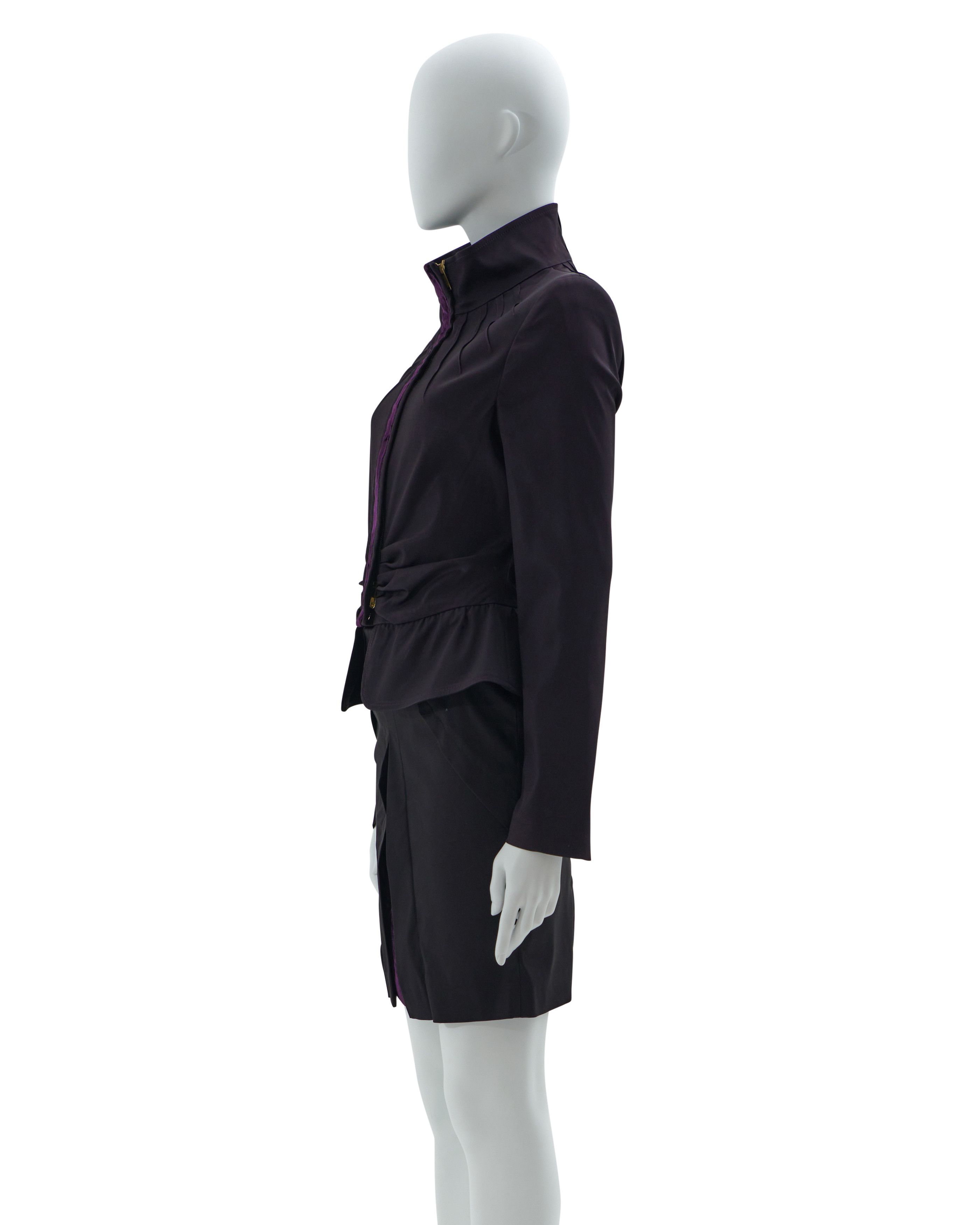 Gucci by Tom Ford F/W 2004 aubergine silk taffeta three pieces set Size S / US 4 / IT 40 - 3 Thumbnail