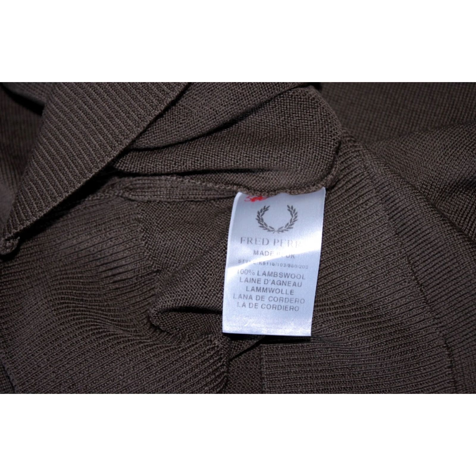 Fred Perry Fred Perry Jumper Mens Wool Pullover Brown Size 40 Size US L / EU 52-54 / 3 - 6 Thumbnail