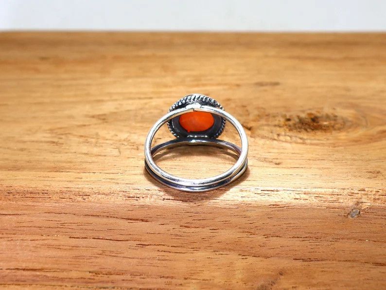 Handmade Sterling Silver Carnelian Ring: Handmade Gemstone Jewelry Size ONE SIZE - 7 Thumbnail