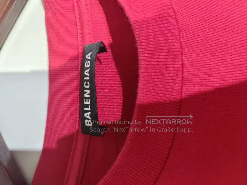Balenciaga Balenciaga Red Crown Wheat Pattern Logo Short Sleeve, Size Size US XS / EU 42 / 0 - 8 Thumbnail