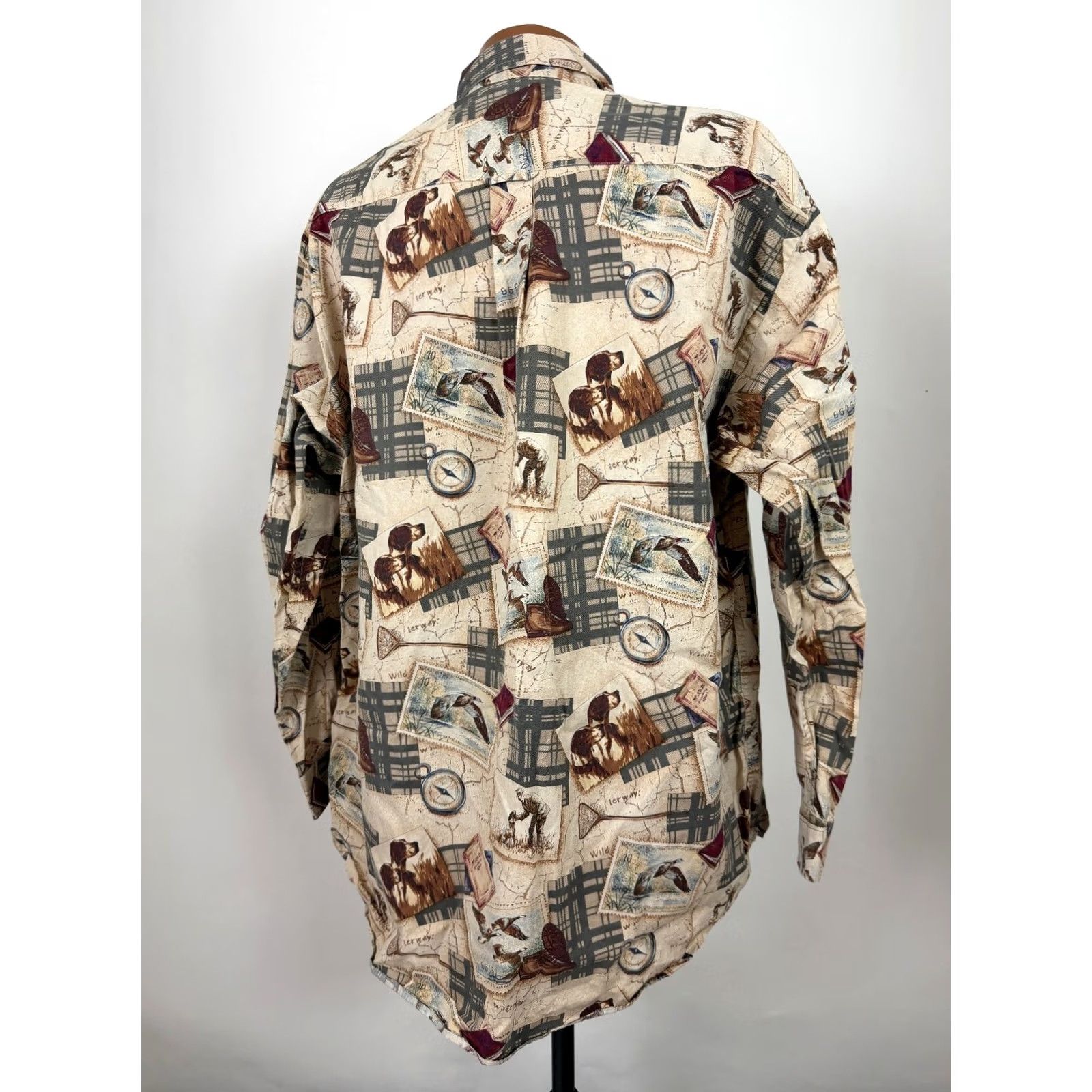 Nautica VINTAGE Nautica Shirt Men XL Beige 90s Hunting Dog Graphic Print Button-Up Oversized Collection Retro Hipster Weathered Mens Size US XL / EU 56 / 4 - 7 Thumbnail