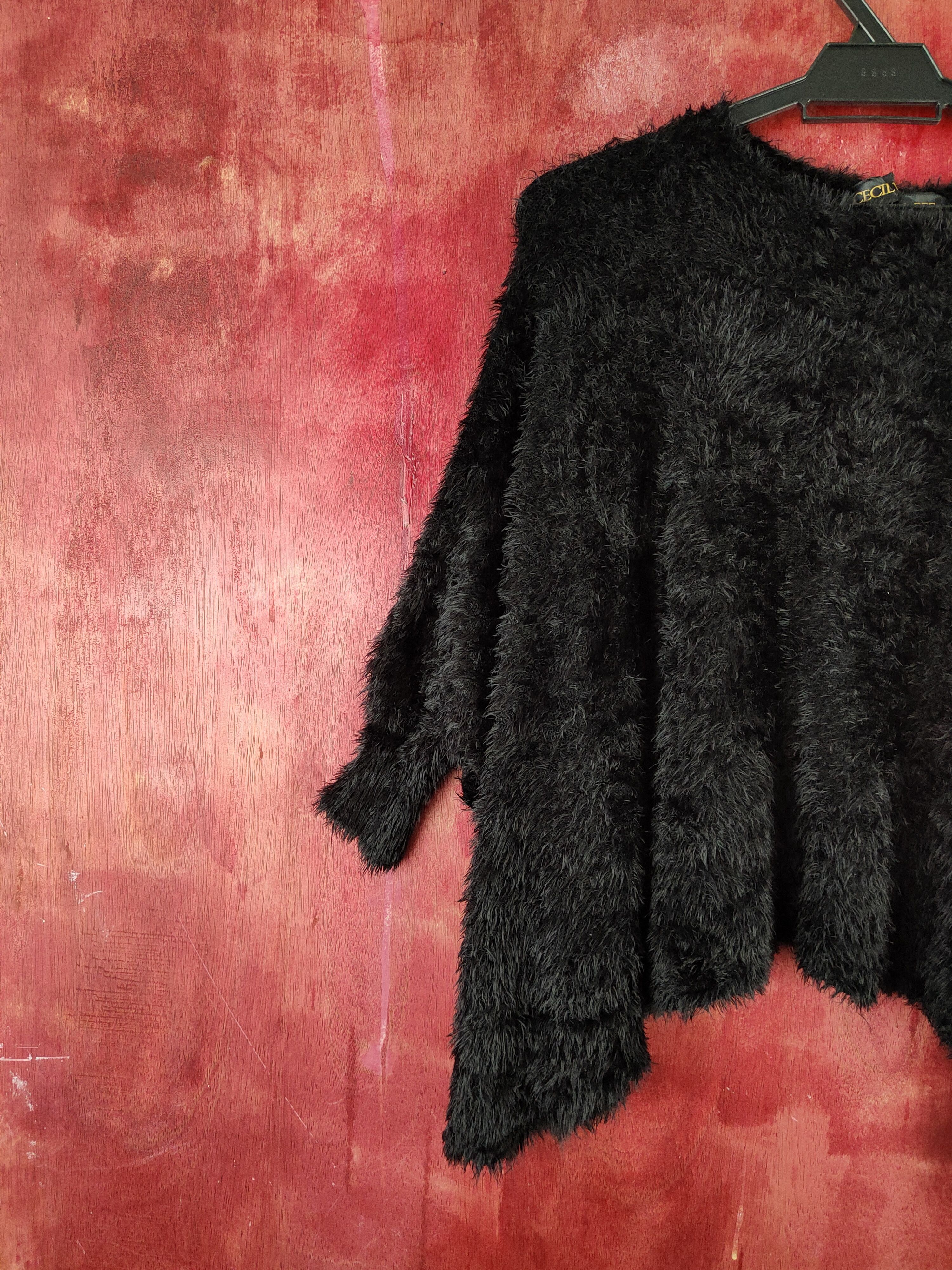 Aran Isles Knitwear × Designer × Japanese Brand Cecil McBee Black Shag Shaggy Fur Mohair Knitwear #S2036 Size L / US 10 / IT 46 - 3 Thumbnail