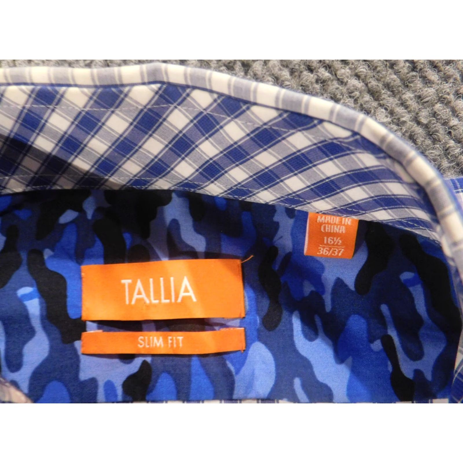 Tallia Tallia Dress Shirt Mens 16.5 Blue Plaid Button Down Casual Regular Cotton Non-Iron Long Sleeve Barrel Cuff N/A Size US XL / EU 56 / 4 - 5 Thumbnail
