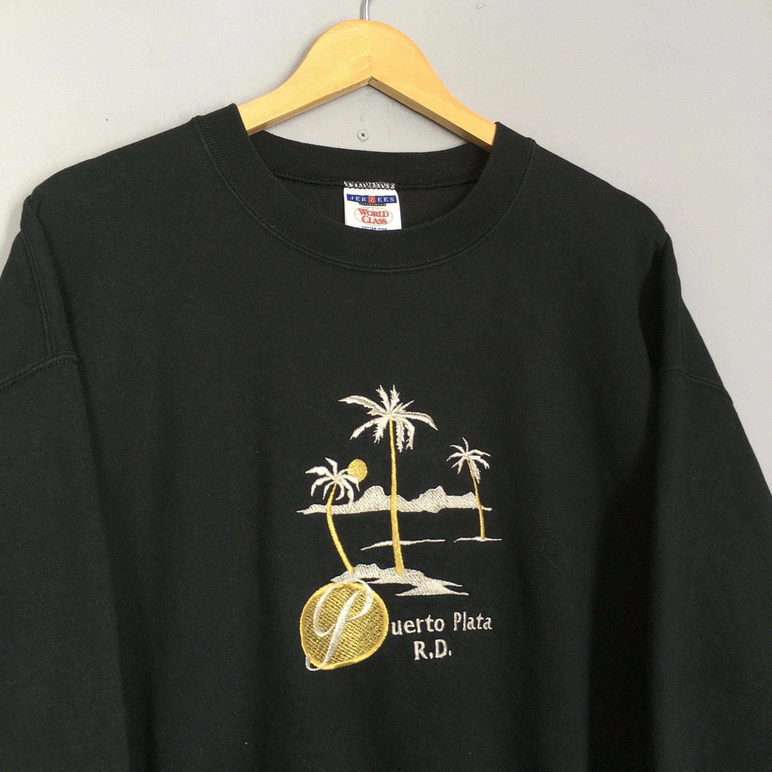 Jerzees × Vintage Vintage Puerto Plata Black Sweatshirt XLarge Size US XL / EU 56 / 4 - 3 Thumbnail