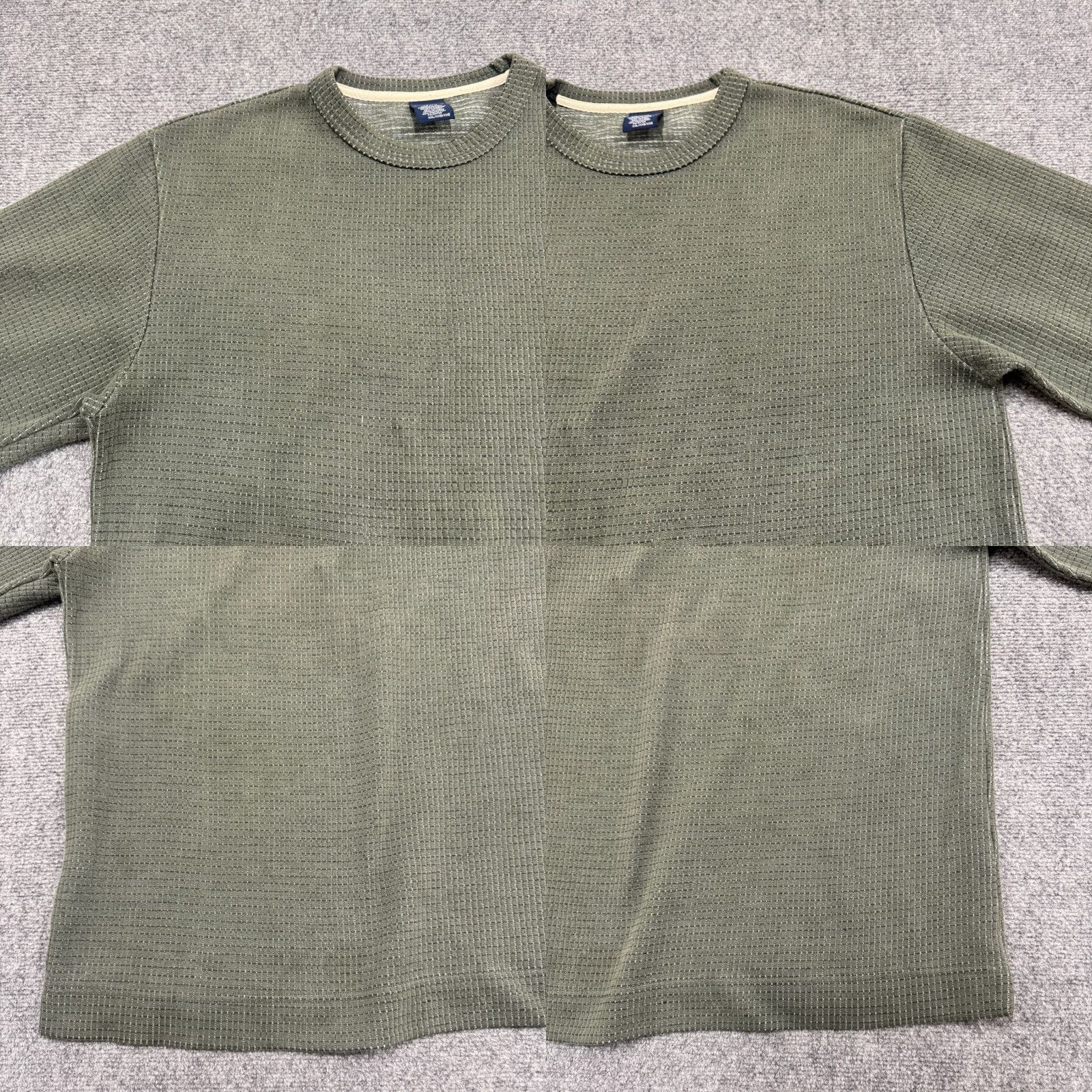 Tommy Hilfiger Tommy Jeans Long Sleeve Shirt Men's 2XL Green Cotton Blend Distressed Y2K Pullover Stained 2X Big & Tall Mens Size US XXL / EU 58 / 5 - 8 Thumbnail