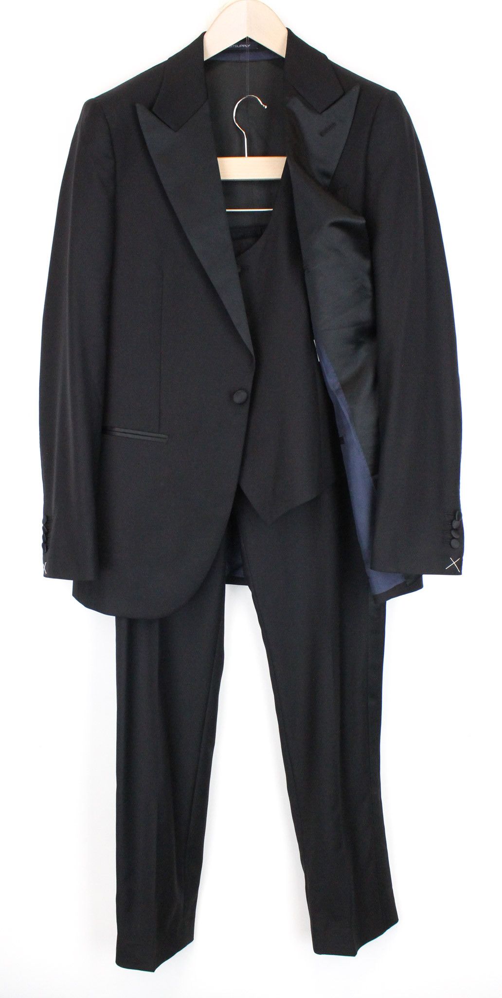 image of Suitsupply La Spalla Uk36R Black Wool 3 Piece Suit67392, Men's