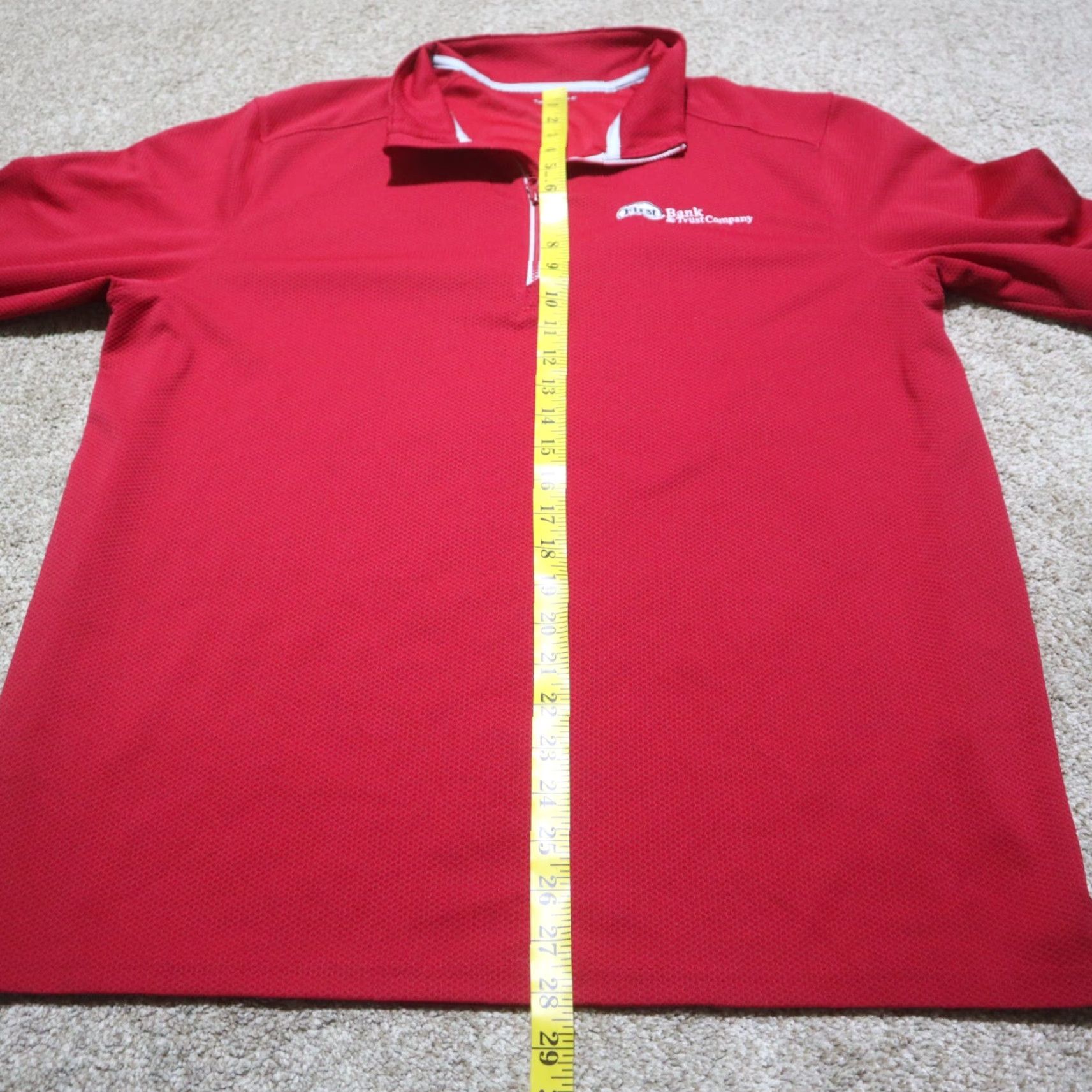 Vintage Sport-Tek Jacket First Bank & Trust Red 1/4 Zip Adult Men L Large Polyester Softshell Embroidered Logo Zipper Jacket Size US L / EU 52-54 / 3 - 7 Thumbnail