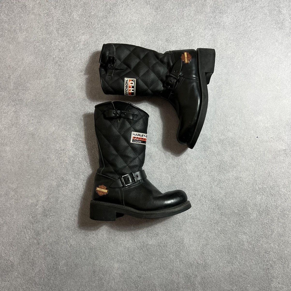 🖤 Vintage Harley-Davidson Quilted Leather Biker Boots