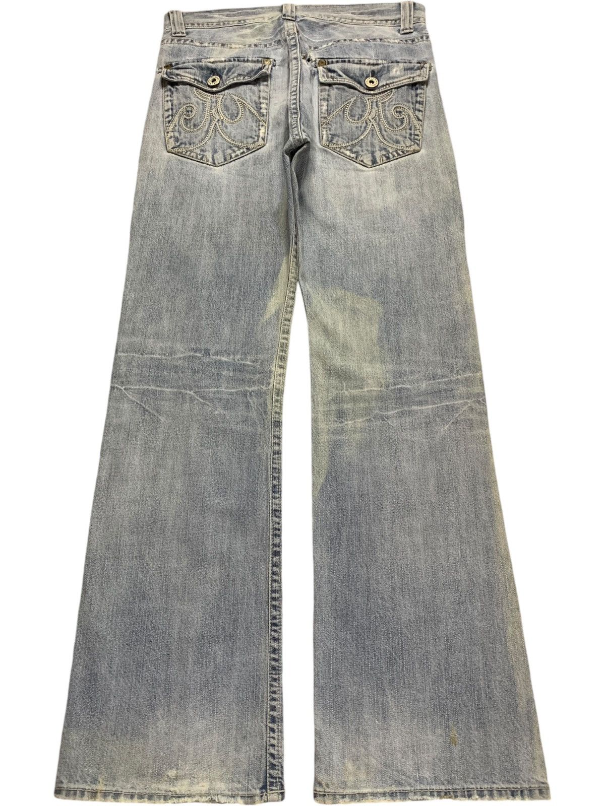 Japanese Brand Vintage Japanese Brand Light Wash Distressed Bootcut Jeans Size US 33 - 2 Thumbnail