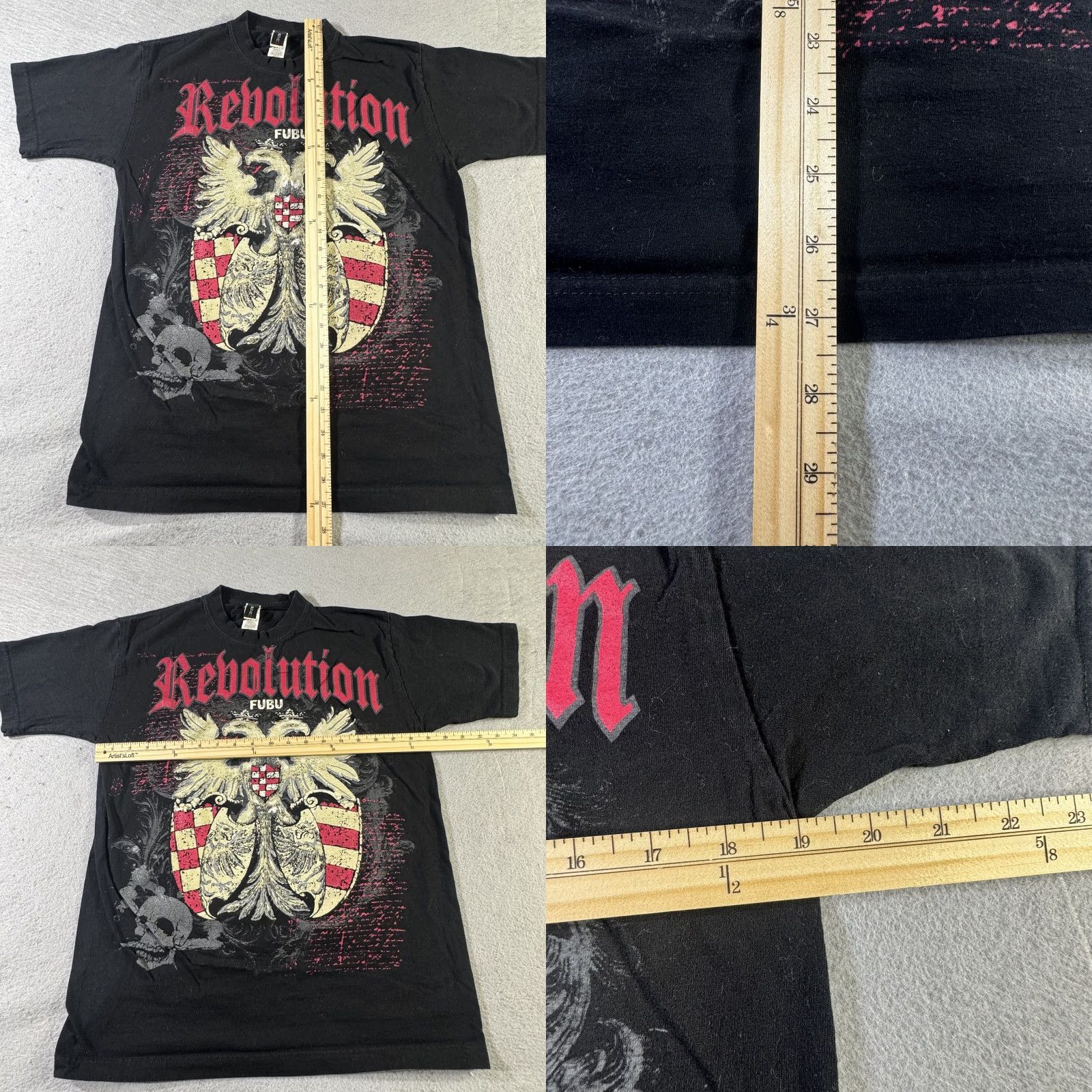 Fubu FUBU Revolution Shirt Mens M Black Graphic Double Eagle Skull Crest Tee Size US M / EU 48-50 / 2 - 8 Thumbnail