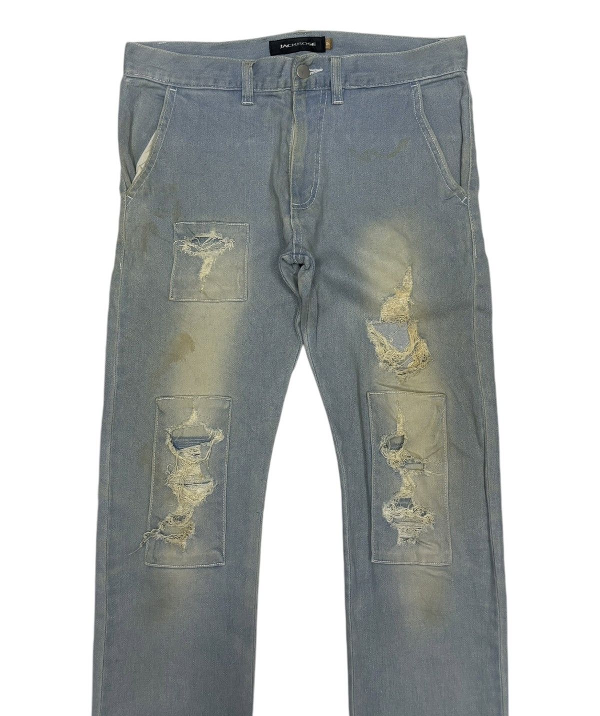 JACKROSE 🔥JACKROSE PATCHWORK DISTRESS SWEATPANTS JEANS Size US 31 - 3 Thumbnail