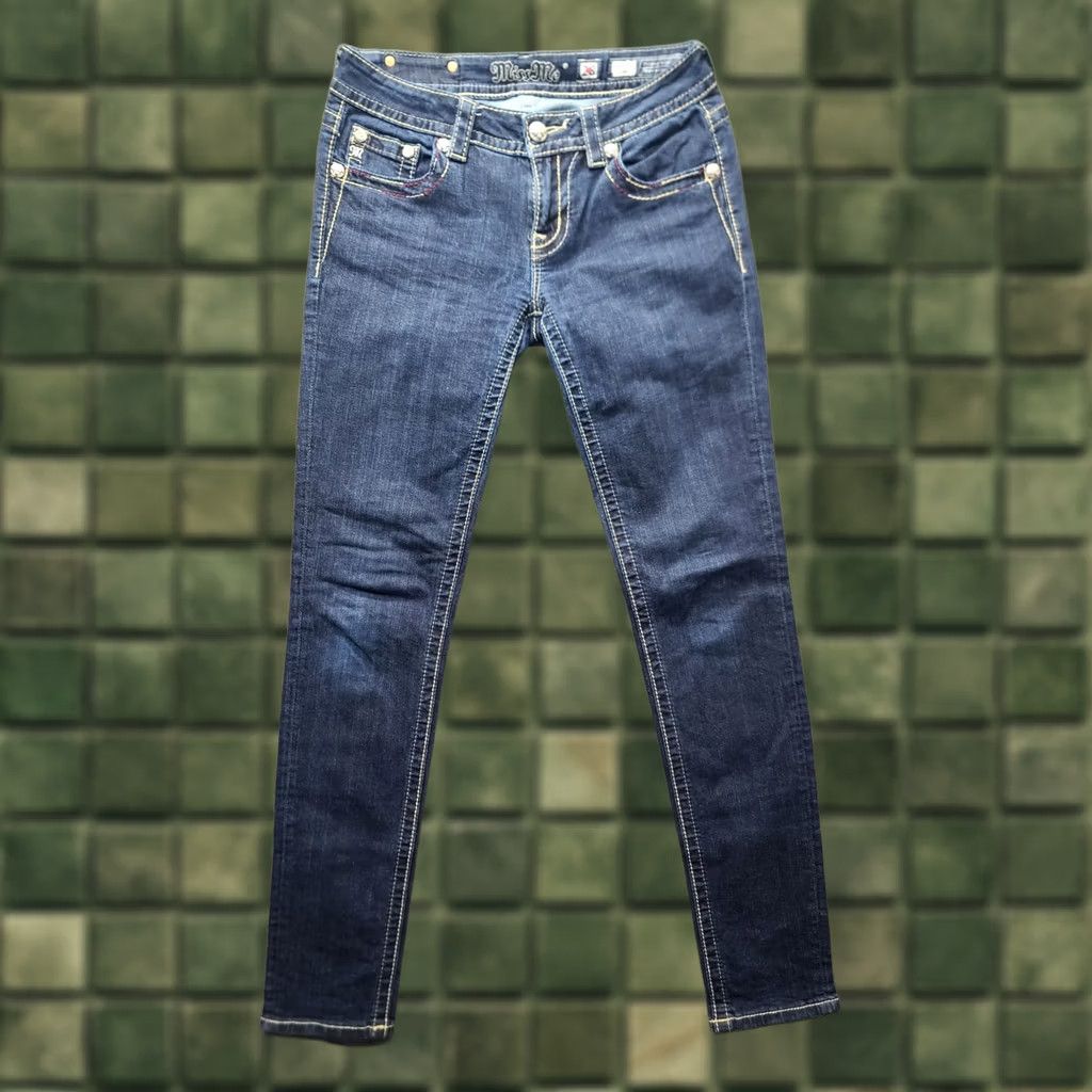 Miss Me Miss Me Jeans Womens 28x31 Skinny Low Rise Distressed Blue Denim 5-Pocket Y2K Country Rodeo Size 28" / US 6 / IT 42 - 1 Thumbnail