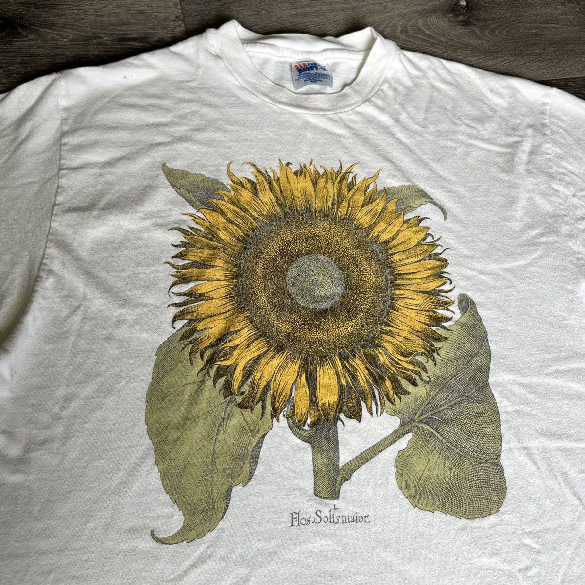 Vintage Vintage 90s Flos Solis Maior Sunflower Art Painting Logo Tee Size US L / EU 52-54 / 3 - 3 Thumbnail