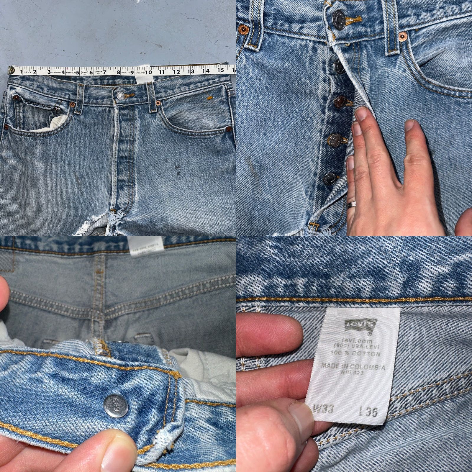 Levi's VINTAGE Levis 501 Y2K XX Straight Leg Jeans 33x36 Light Wash 2000s Act 31x32 Size US 33 - 9 Thumbnail