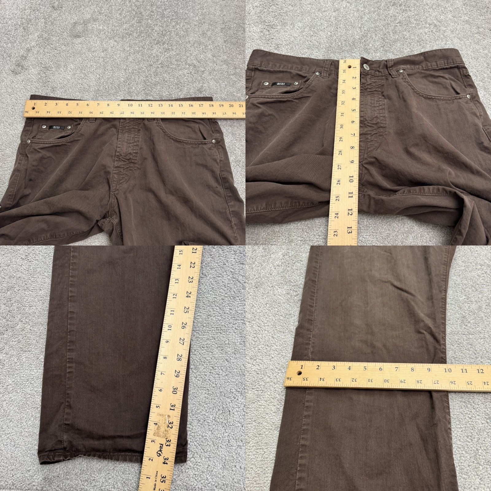 Hugo Boss HUGO BOSS Jeans Mens 36x34 Brown Cotton Denim Straight Leg Button Fly 5-Pocket Regular Size US 36 / EU 52 - 9 Thumbnail