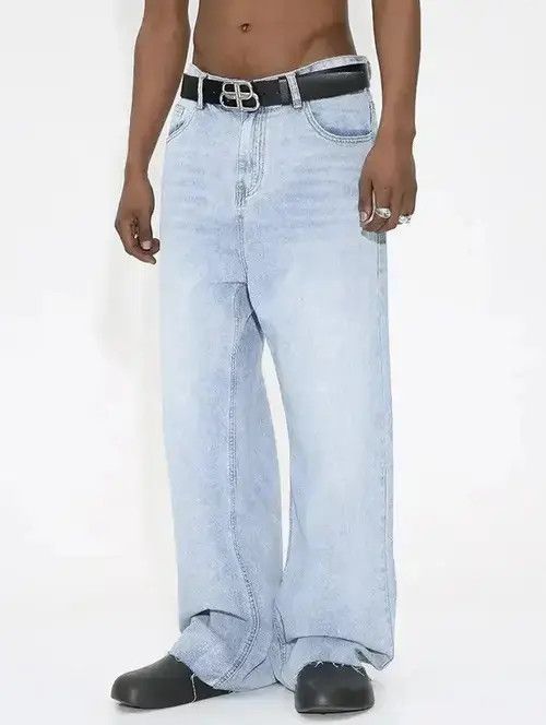 VIBE Washed distressed loose baggy jeans y2k Size US 34 / EU 50 - 5 Thumbnail