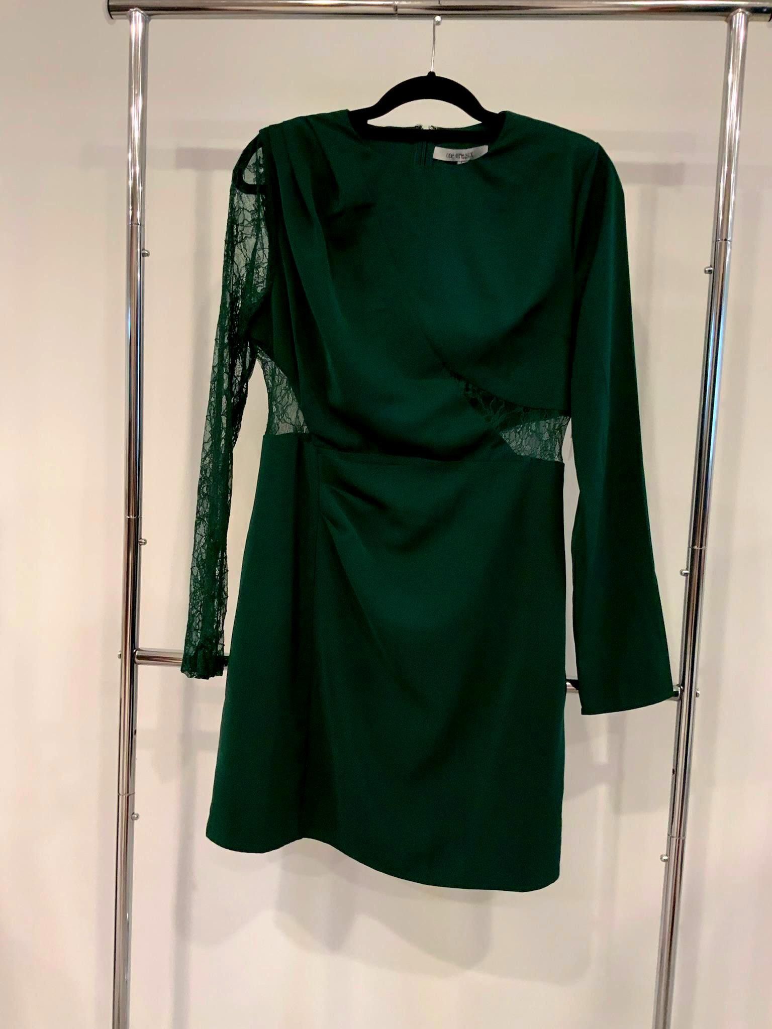 Designer Elegant OneOneSix Green Lace Sleeve Dress Size L / US 10 / IT 46 - 1 Thumbnail