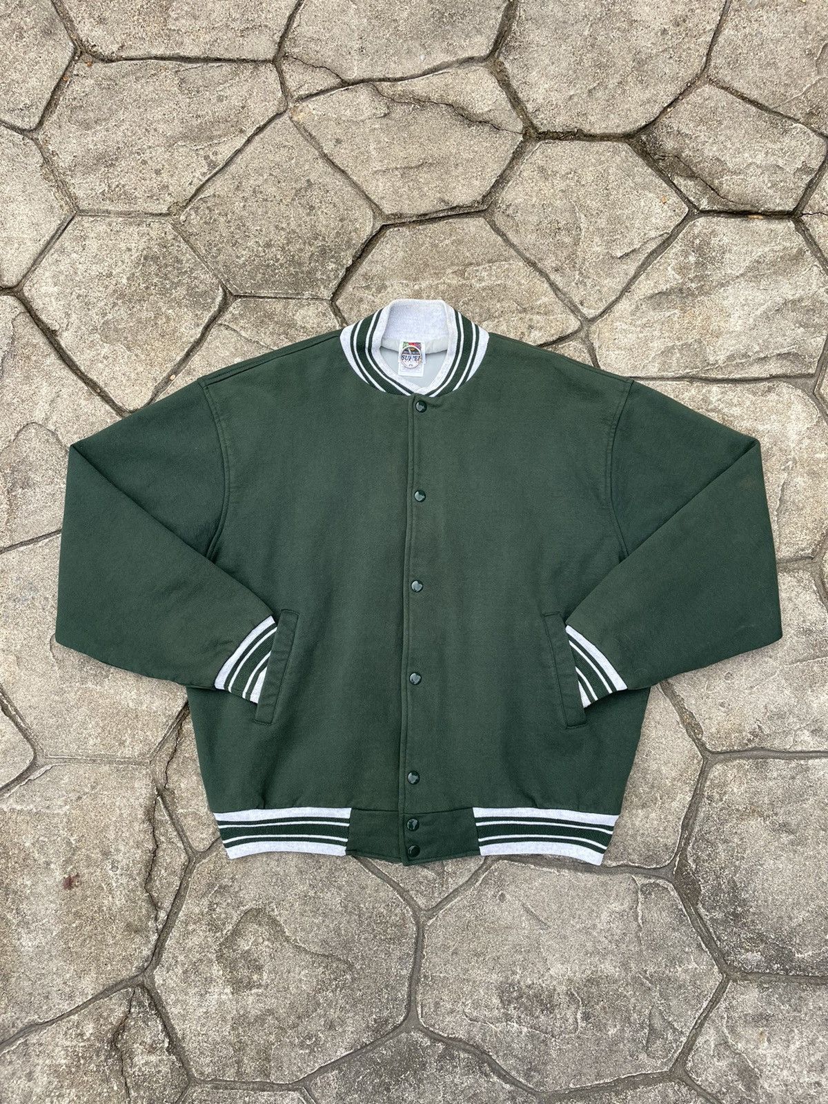 Fruit Of The Loom Vintage 90s Forrest Green Fruit of the Loom Bomber Jacket Size US XL / EU 56 / 4 - 1 Thumbnail
