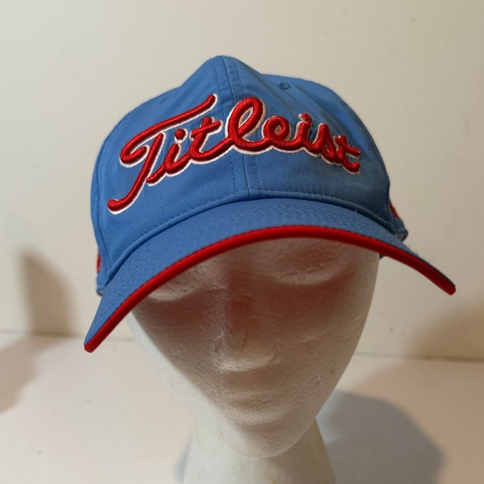 Titleist Titlest Foot Joy FJ Golf Hat Light Blue Red Adjustable Pro Size ONE SIZE - 1 Thumbnail