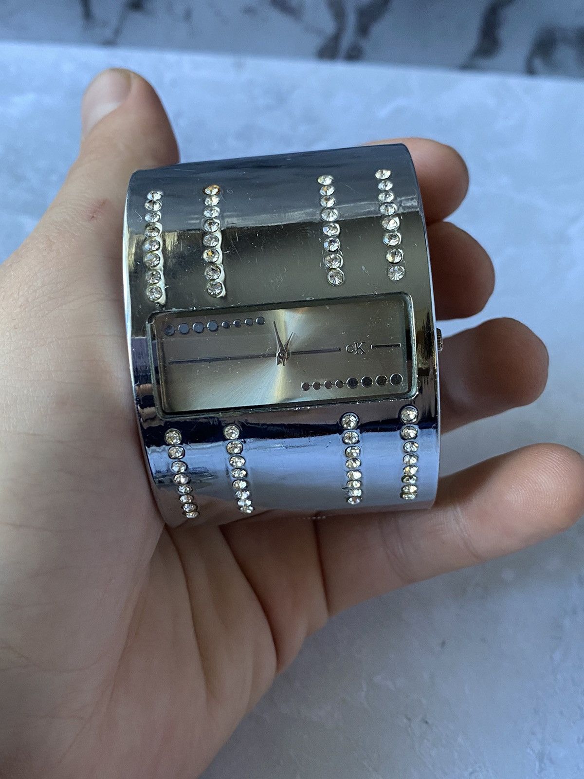 Calvin Klein × Japanese Brand × Vintage Stylish Calvin Klein Watch with Rhinestone Cuff Bracelet Size ONE SIZE - 4 Thumbnail