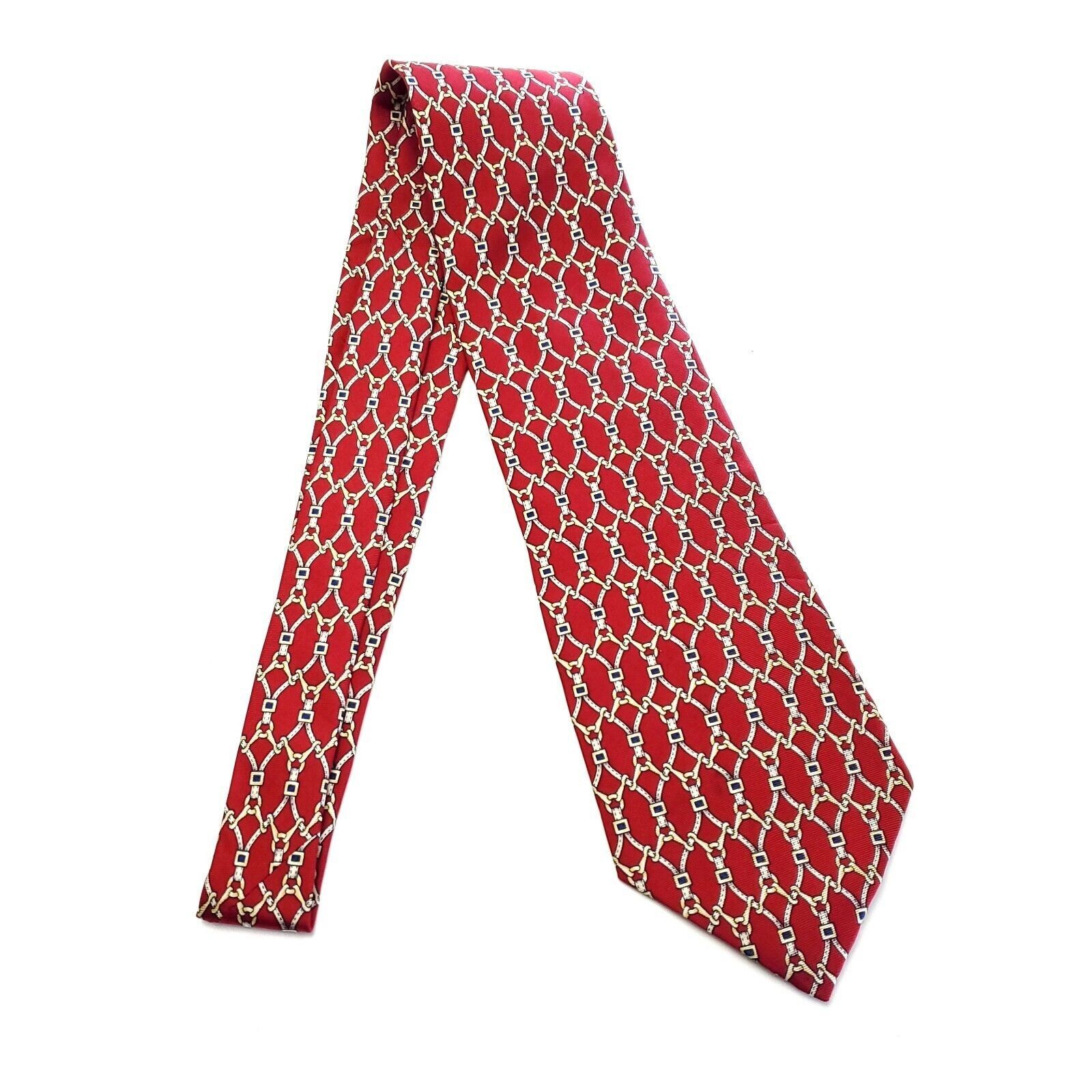 Van Heusen Van Heusen 417 Red Gold Chains Print Short Wide Silk Tie Size ONE SIZE - 6 Thumbnail