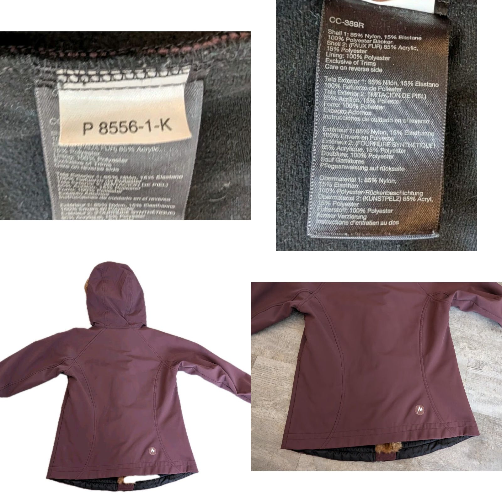 Marmot MARMOT Women's Small Maroon Zip Up Faux Fur Hooded Light Winter Jacket Coat Size S / US 4 / IT 40 - 9 Thumbnail