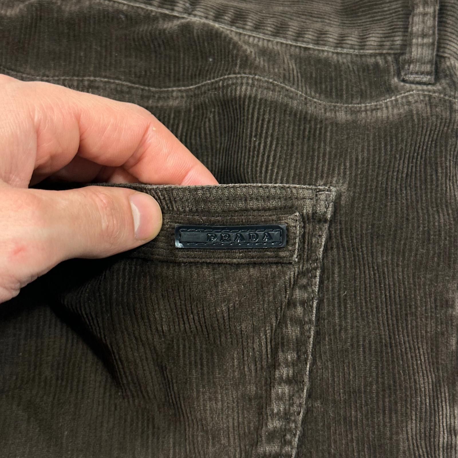 Prada Prada Sport 2010 Black Logo Tab Brown Corduroy Trousers IT48 Size US 31 - 3 Thumbnail