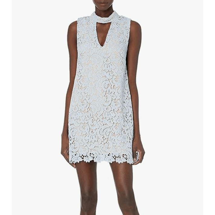 chinese dress ladies Blu Pepper® Lace trim mini dress in white main image 1