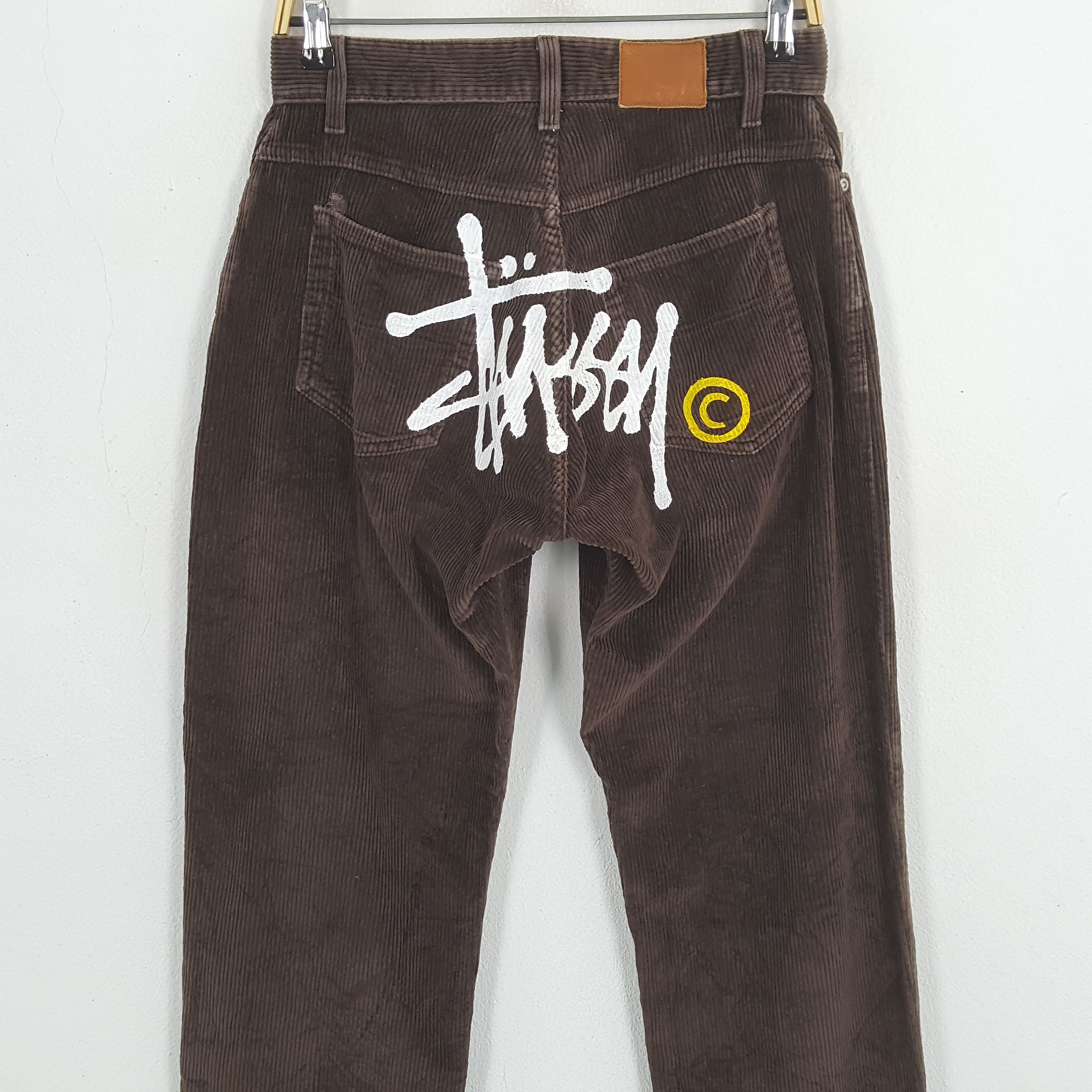 Stussy × Vintage Vintage STUSSY Streetwear Skateboard Big Logo Corduroy Pant Size US 27 - 2 Thumbnail
