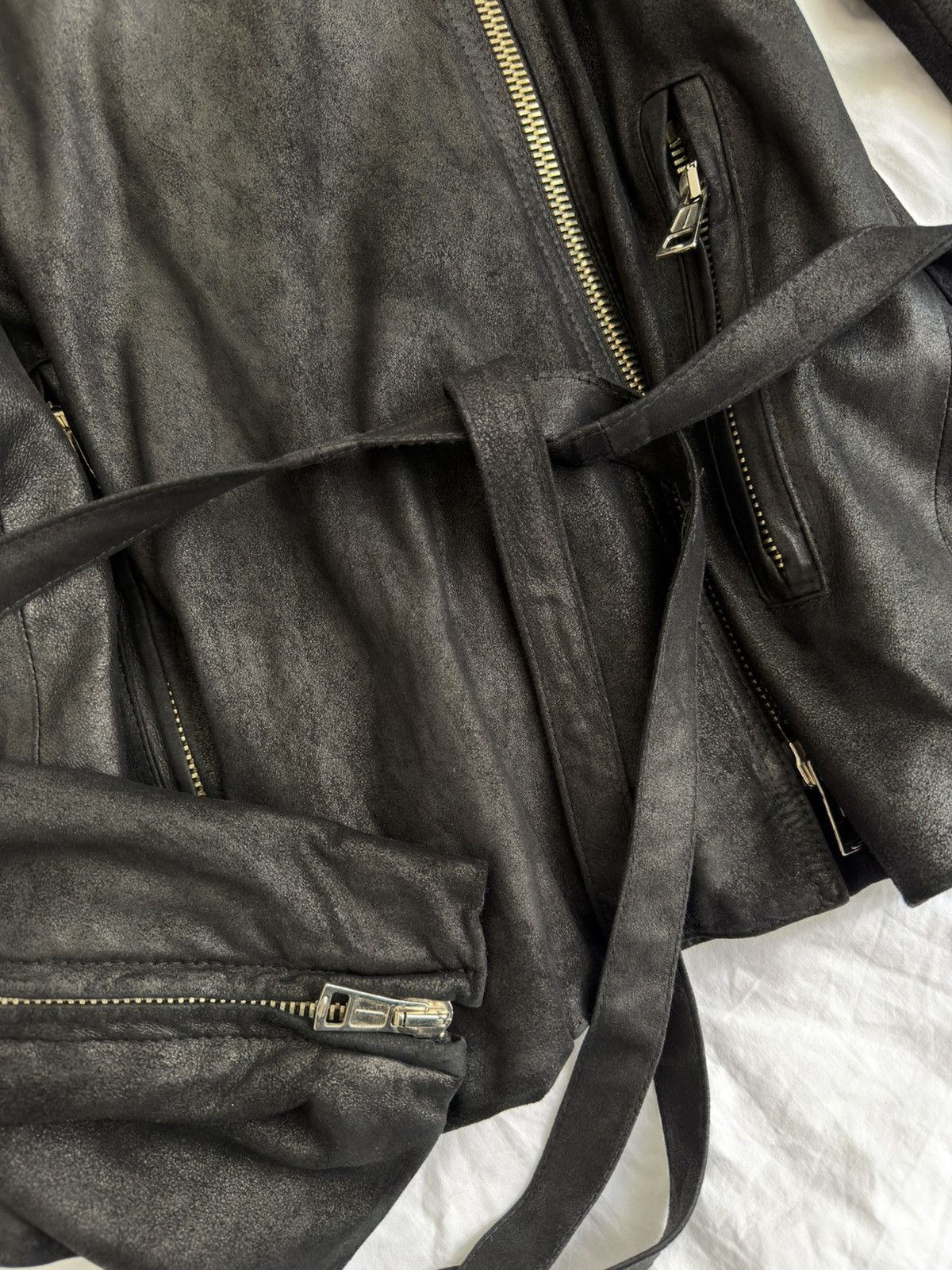 Ann Demeulemeester Ann D Leather Jacket with waist tie Size XL / US 12-14 / IT 48-50 - 4 Thumbnail