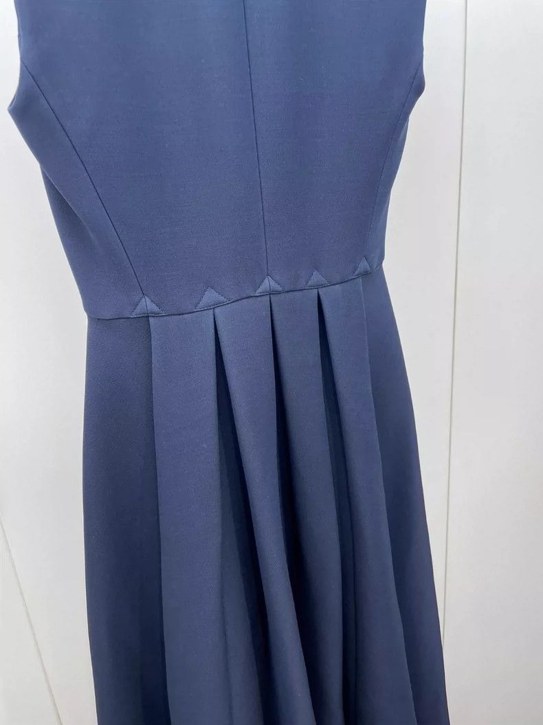 Dior Dior Dark blue stand-up collar waisted long dress 2504-Next Size XS / US 0-2 / IT 36-38 - 3 Thumbnail
