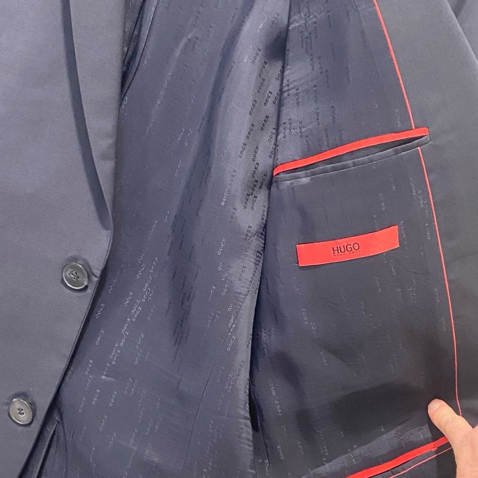 Hugo Boss Hugo Boss Men's Super 100 Virgin Wool Navy Blue Blazer - 40R Size 40R - 4 Thumbnail