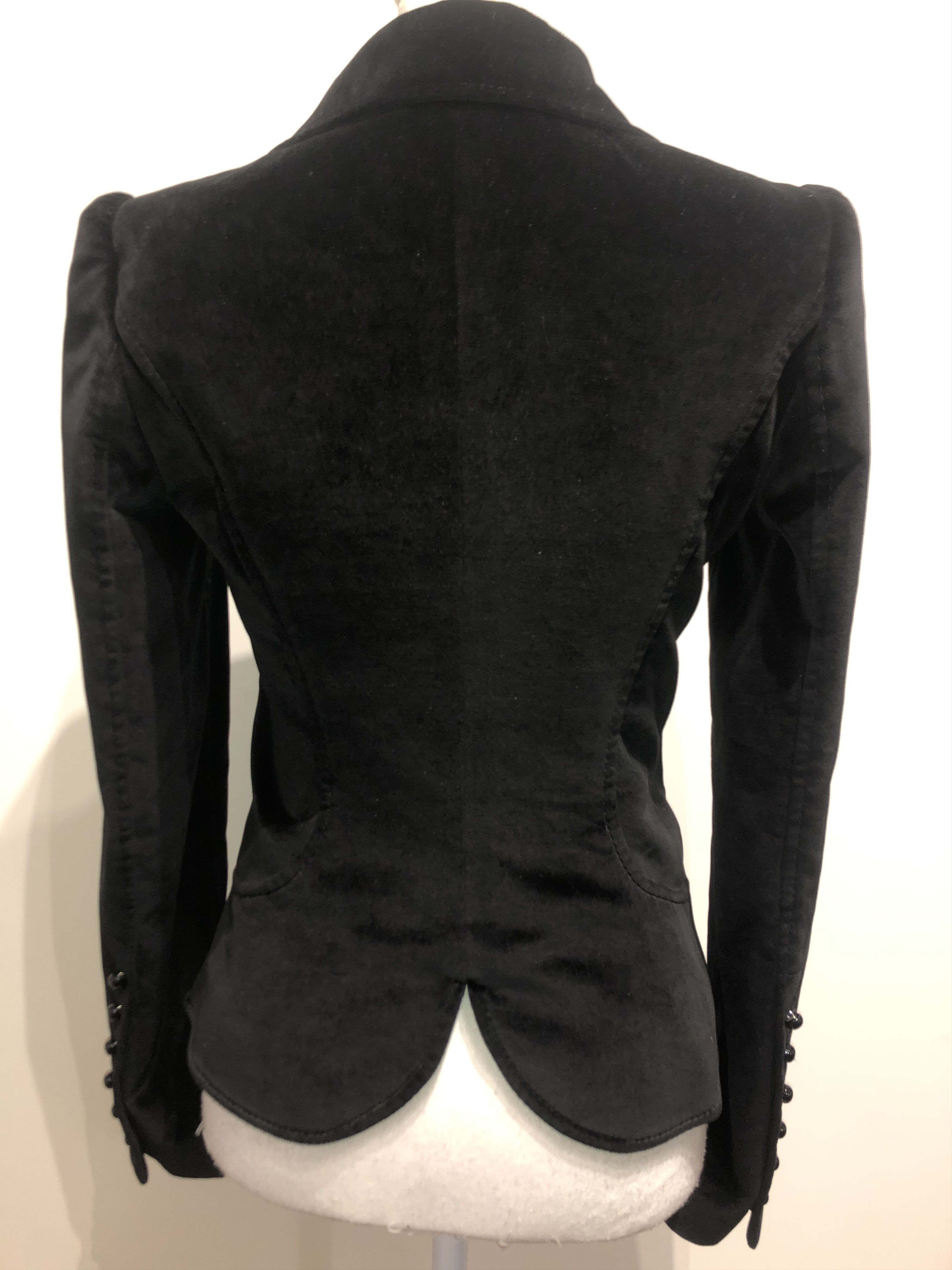 Alexander McQueen Black Velvet Embellished Jacket Size M / US 6-8 / IT 42-44 - 6 Thumbnail