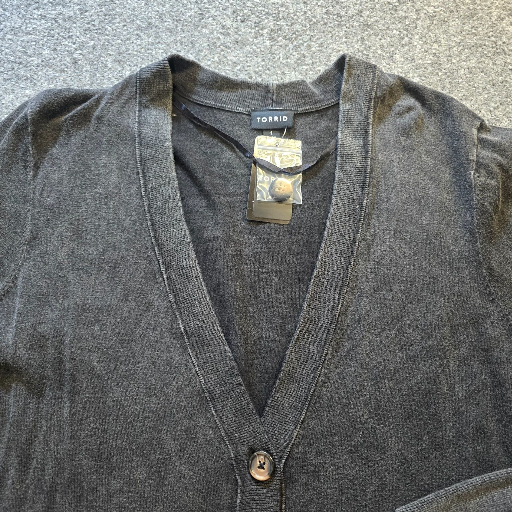 Torrid Torrid Sweater Cardigan Womens 1X Gray V Neck Pockets Distressed Capsule Casual Size XL / US 12-14 / IT 48-50 - 2 Thumbnail