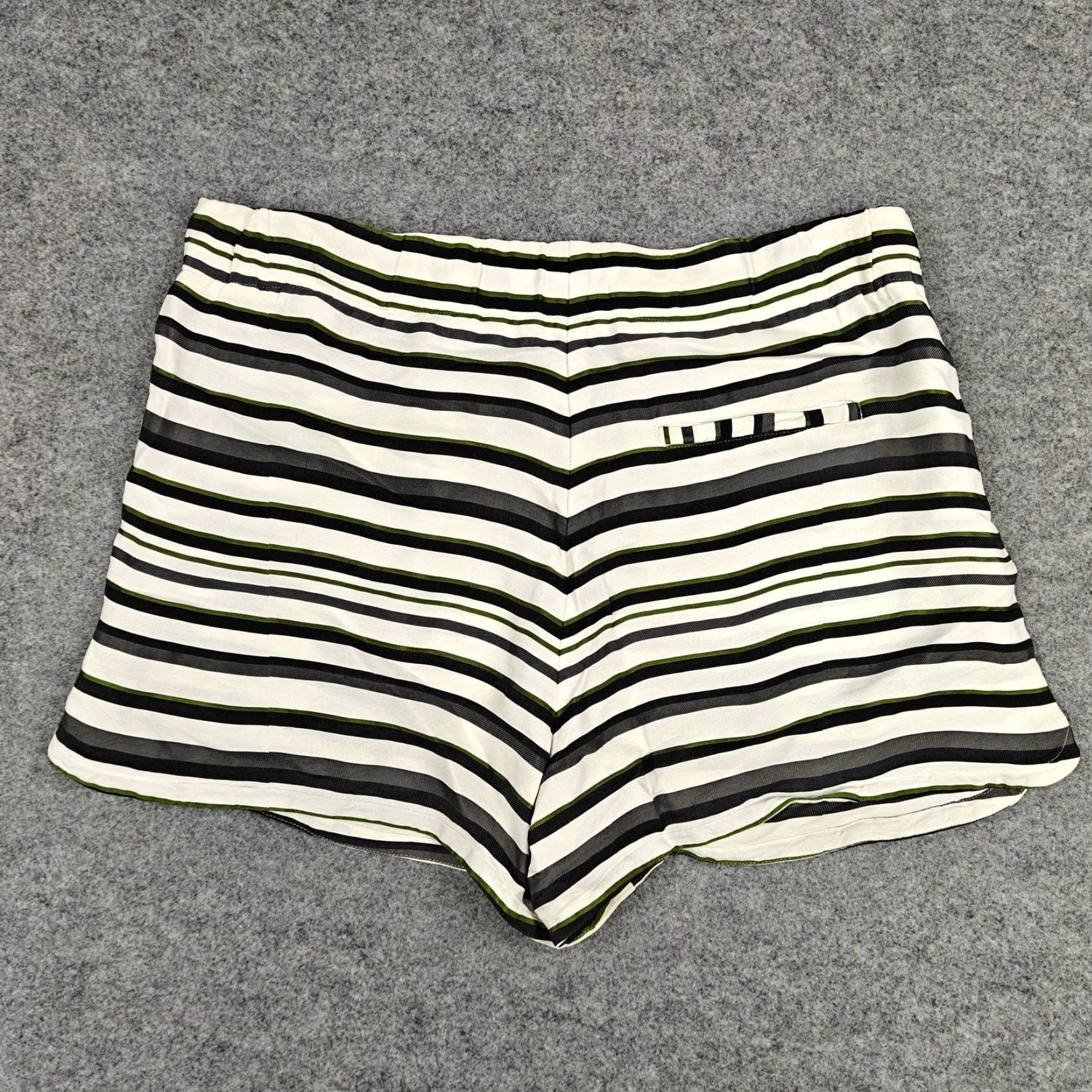 AYR Ayr Shorts Womens Small White Stripe Viscose Silk Drawstring Elastic Waist Size 28" / US 6 / IT 42 - 4 Thumbnail