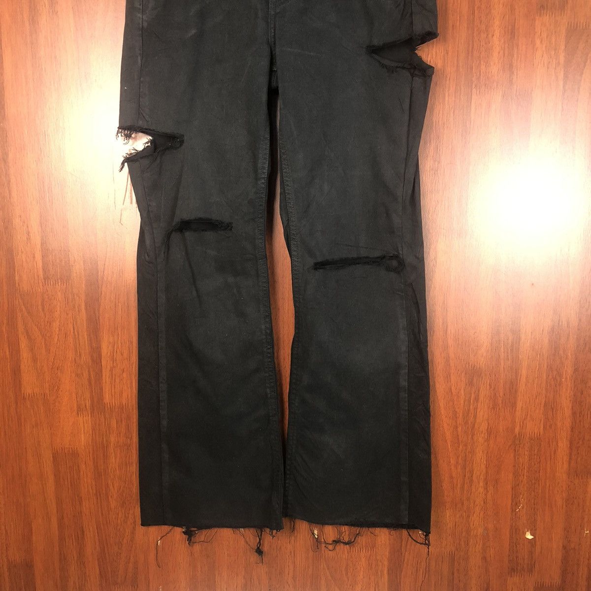 Japanese Brand Something Black Distressed ripped vintage Pants #7517 Size 28" / US 6 / IT 42 - 3 Thumbnail